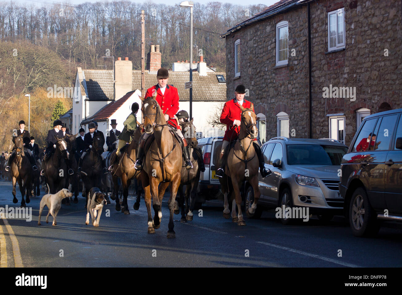 Wentbridge, West Yorkshire, Großbritannien. 26. Dezember 2013. Mitglied des Vereins der Badsworth & Braham Moor auf der jährlichen Boxing Day treffen im Dorf Wentbridge, West Yorkshire Credit: Chris Mcloughlin/Alamy Live-Nachrichten Stockfoto
