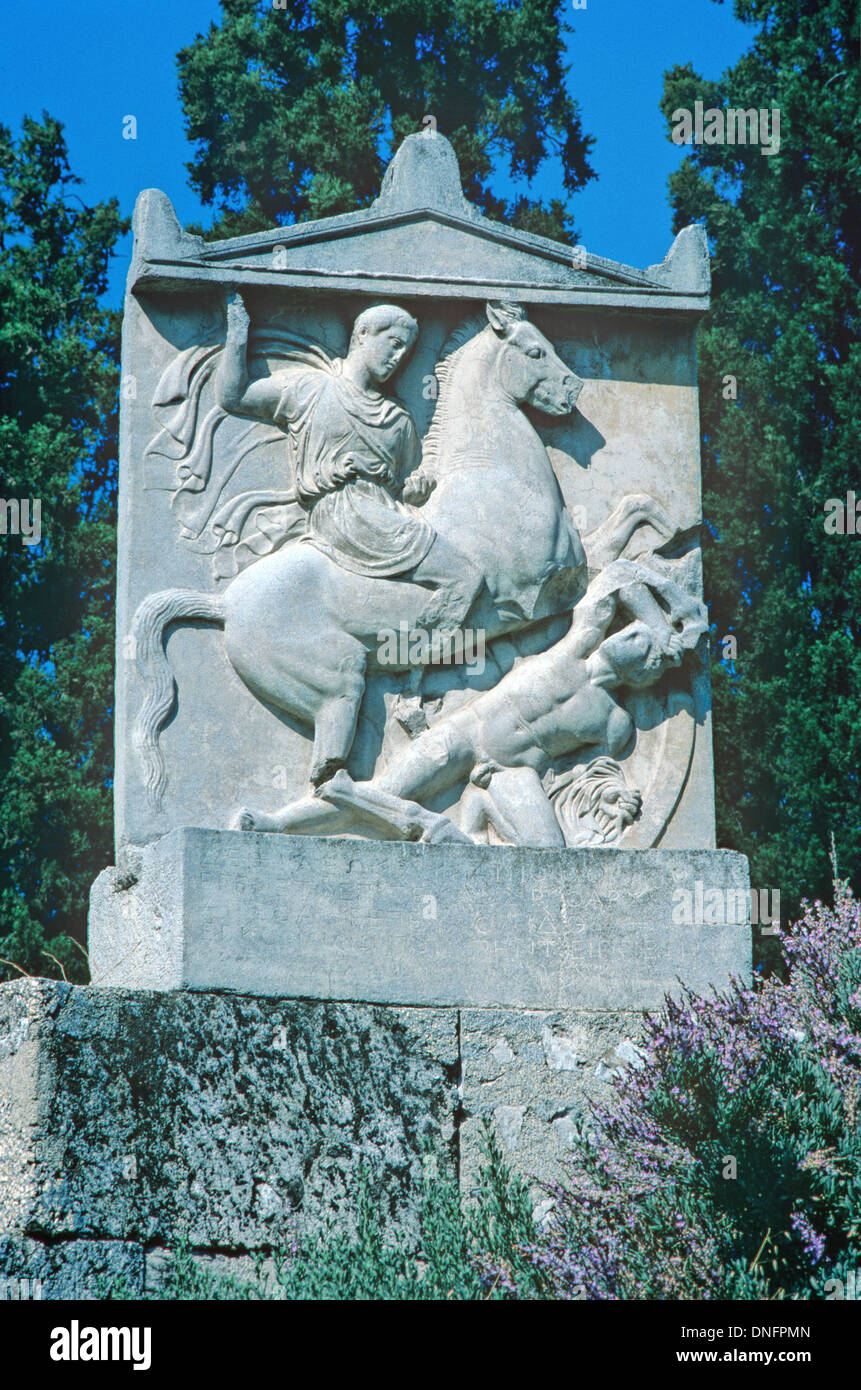 Grab griechischen Soldaten oder Athener Reiter oder Krieger, Dexileos, getötet korinthischen Krieg (393BC) Kerameikos-Friedhof Athen Griechenland Stockfoto