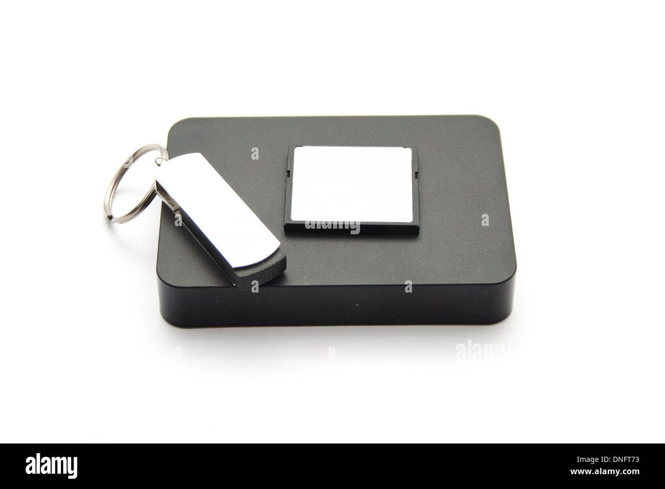 Schwarz externe Laufwerk Festplatte mit USB-stick Stockfoto