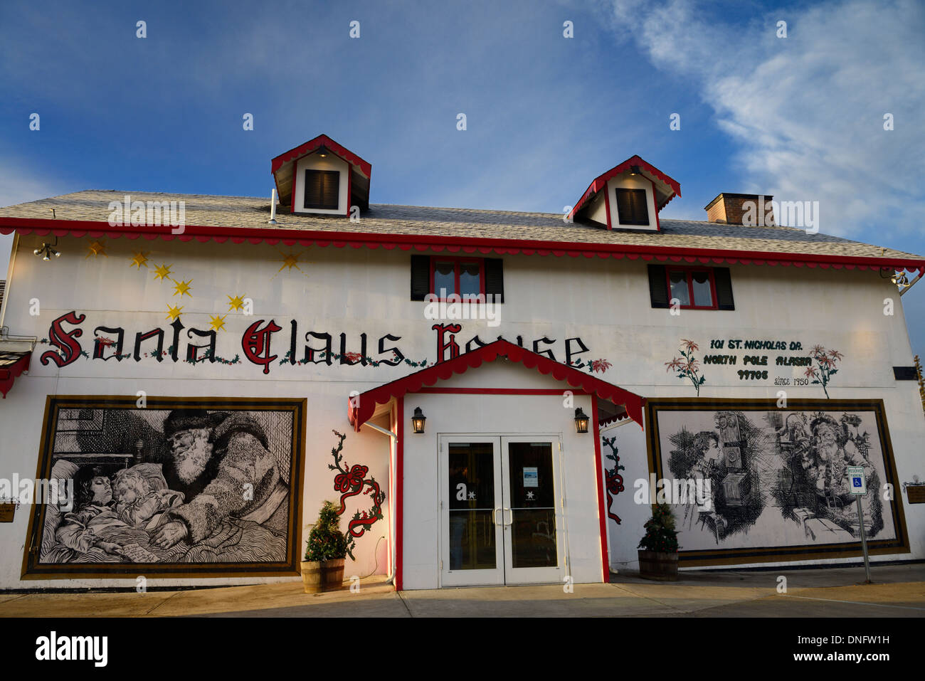 Die ursprüngliche santa claus House at santaland Nordpol alaska Usa Stockfoto