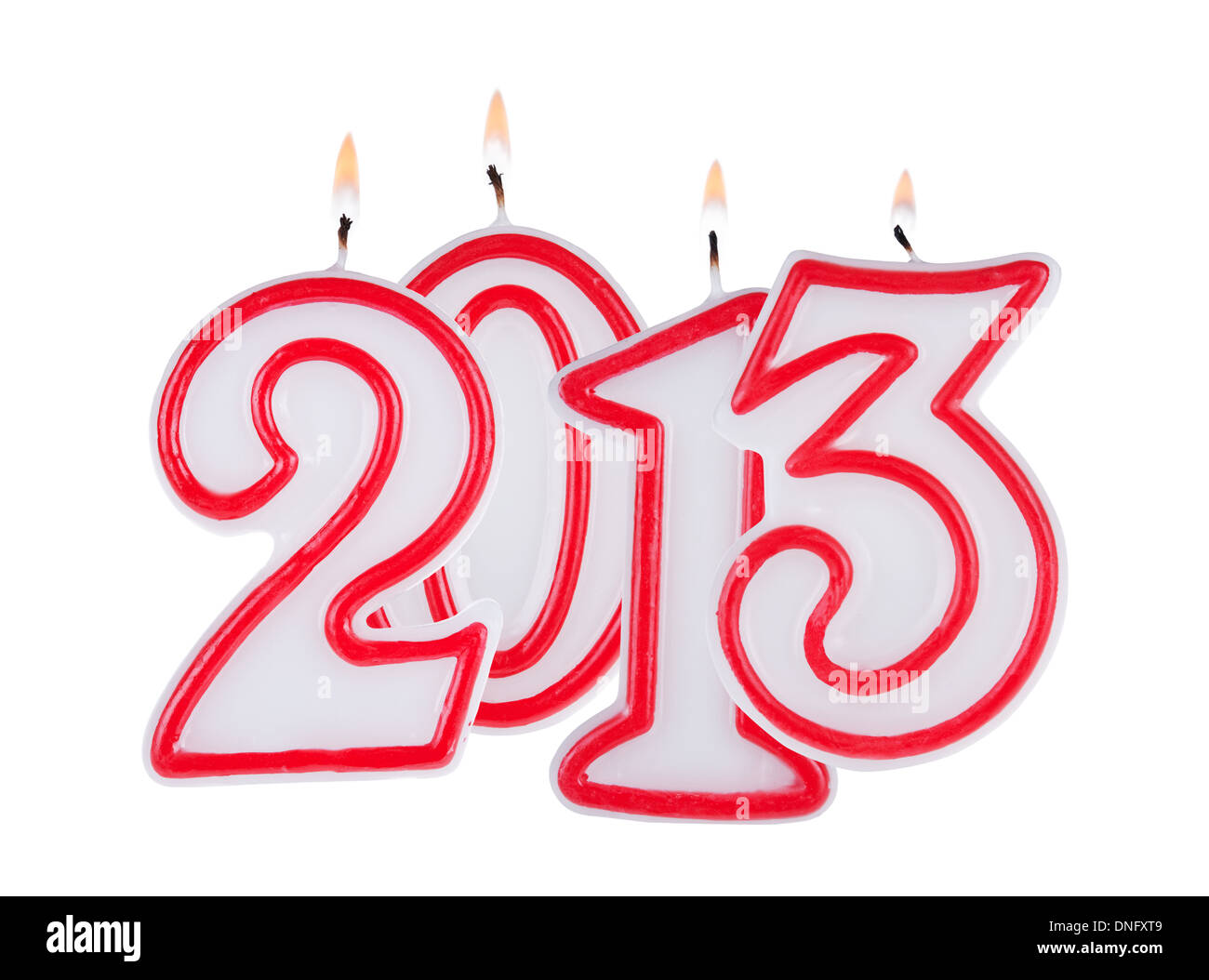 Frohes neues Jahr 2013 Kerze Ziffern isoliert auf weißem Hintergrund Stockfoto