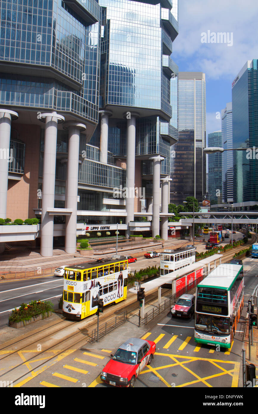 Hongkong China, HK, Asien, Chinesisch, Orientalisch, Insel, Admiralität, Lippo Center, Zentrum, Stadt, Architektursäulen, Skyline der Stadt, Wolkenkratzer, Gebäude, Queensway, Stockfoto