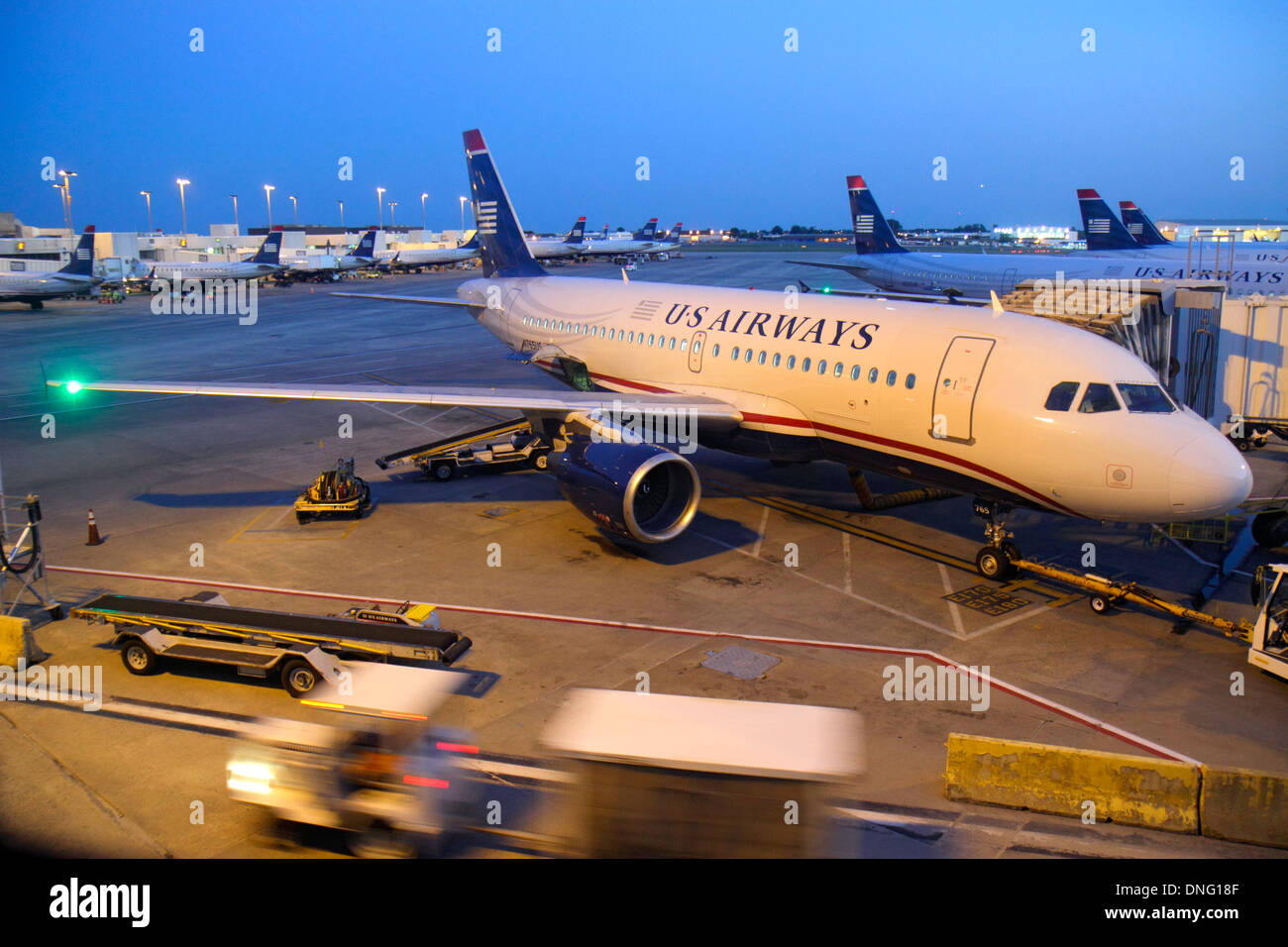 Charlotte North Carolina, Charlotte Douglas International Airport, CLT, Terminal, Gate, Asphalt, US Airways, Verkehrsflugzeug Flugzeug Flugzeug Flugzeug Aerop Stockfoto