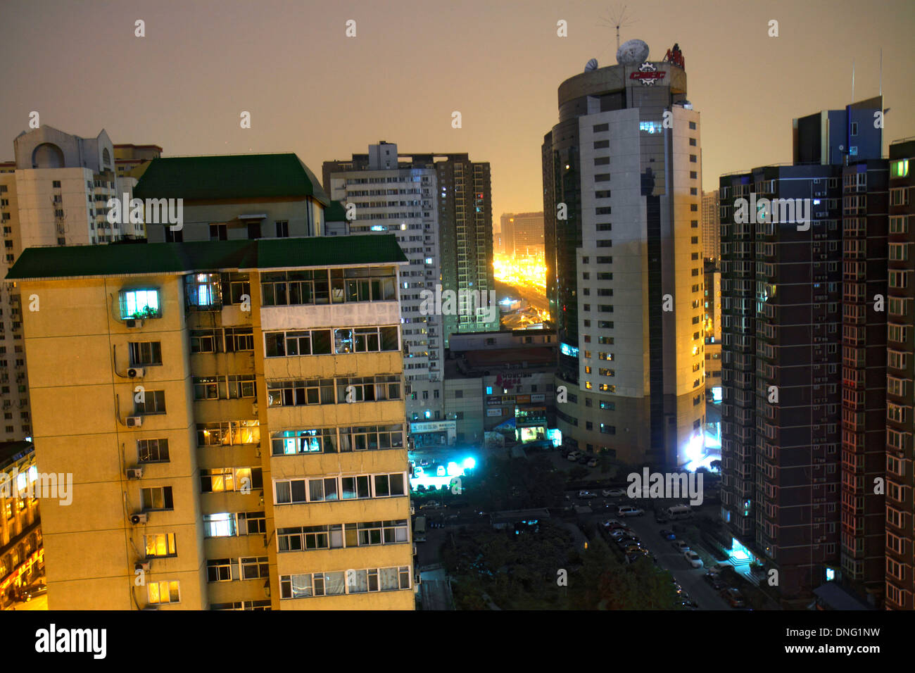 Peking China, Chinesisch, Xicheng District, Eigentumswohnung Wohnapartments Gebäude Gehäuse Gebäude, Skyline der Stadt, Luftaufnahme von oben Stockfoto
