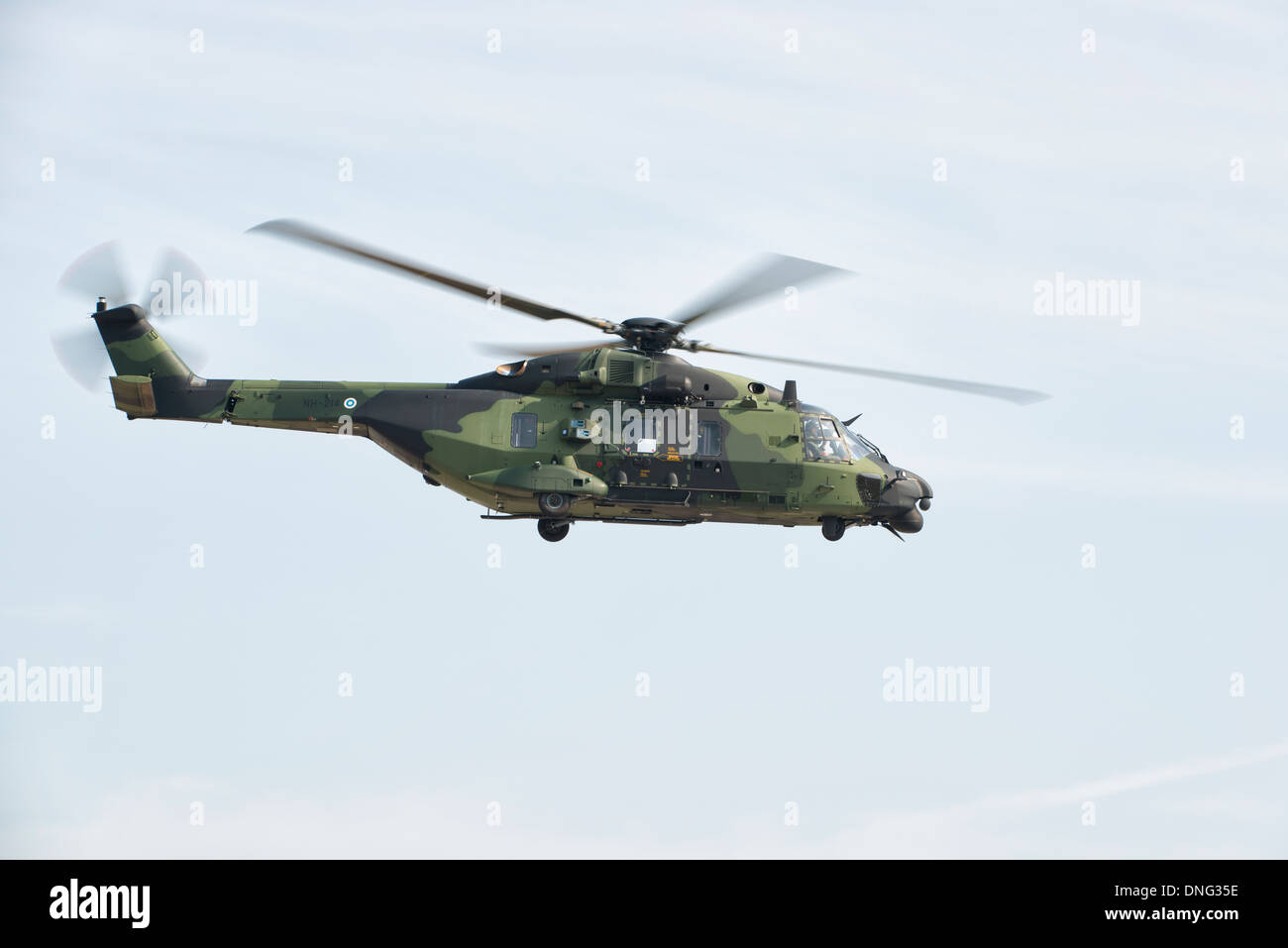 Finnische Armee NH90 von NH INdustries gelangt über RAF Fairford zur Teilnahme an der 2013 RIAT Stockfoto
