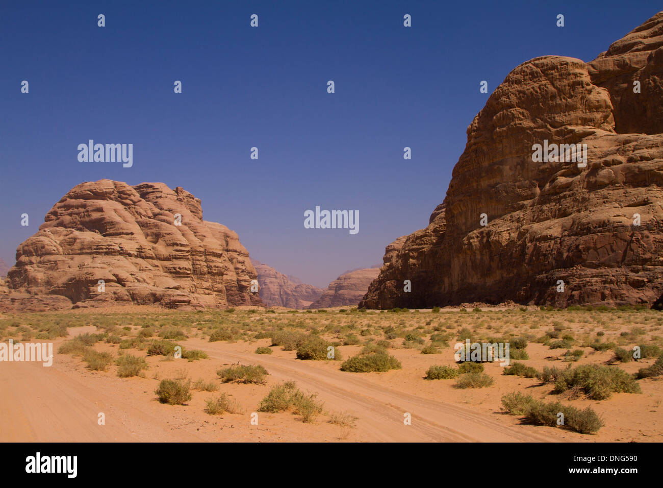 Ansicht von Wadi Rum, Jordanien Stockfoto