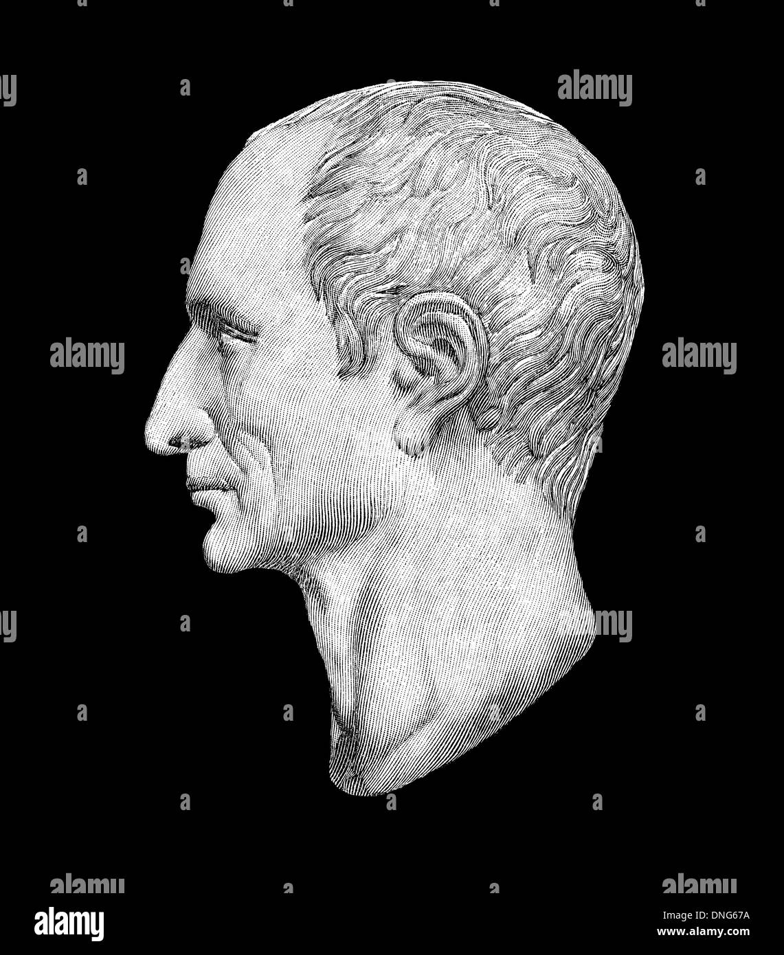 Porträt von Gaius Julius Caesar, 100-44 v. Chr., römischer Staatsmann, Feldherr und Autor, Stockfoto
