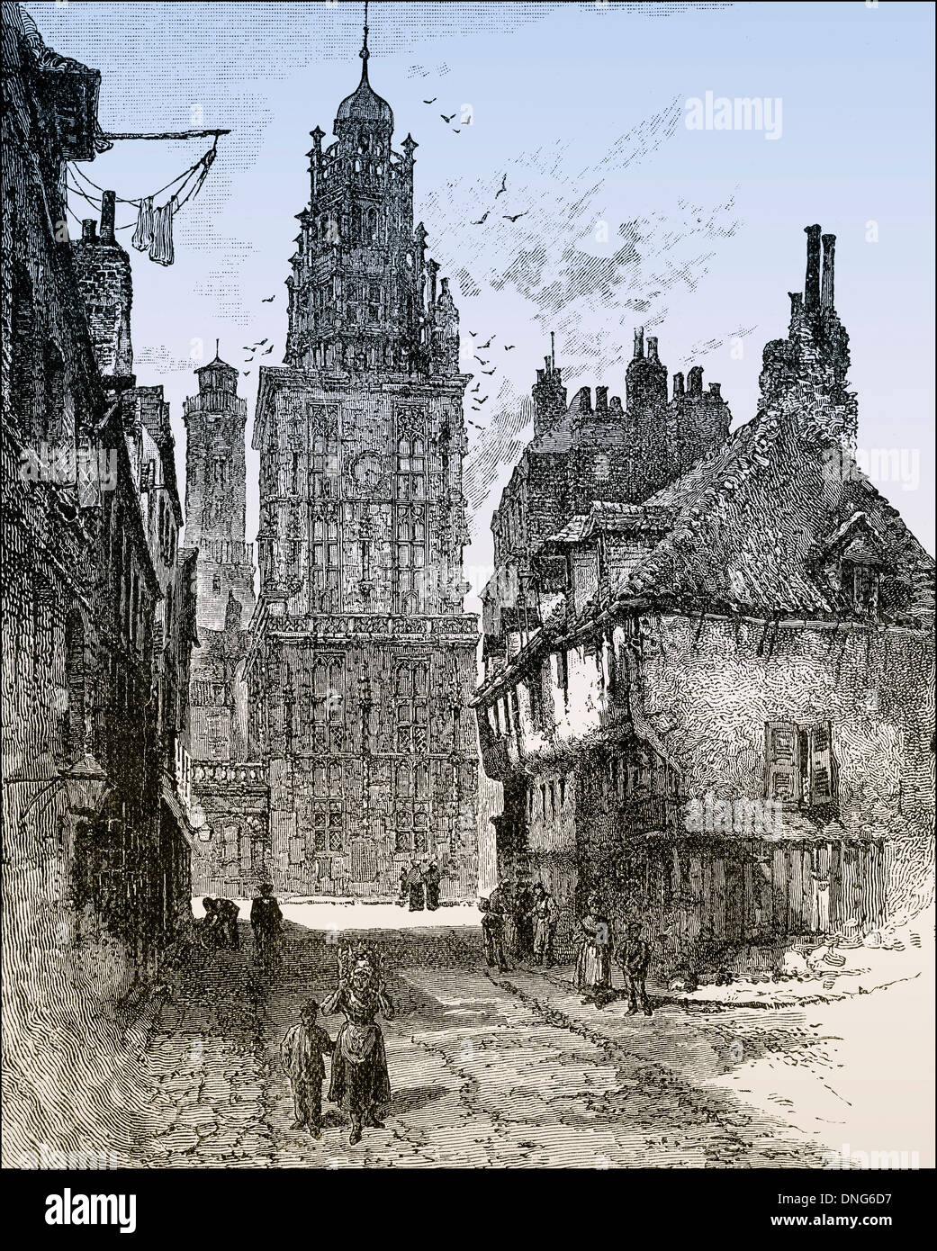 Glockenturm, Rue De La Citadelle, Calais, Frankreich, Europa, Stockfoto