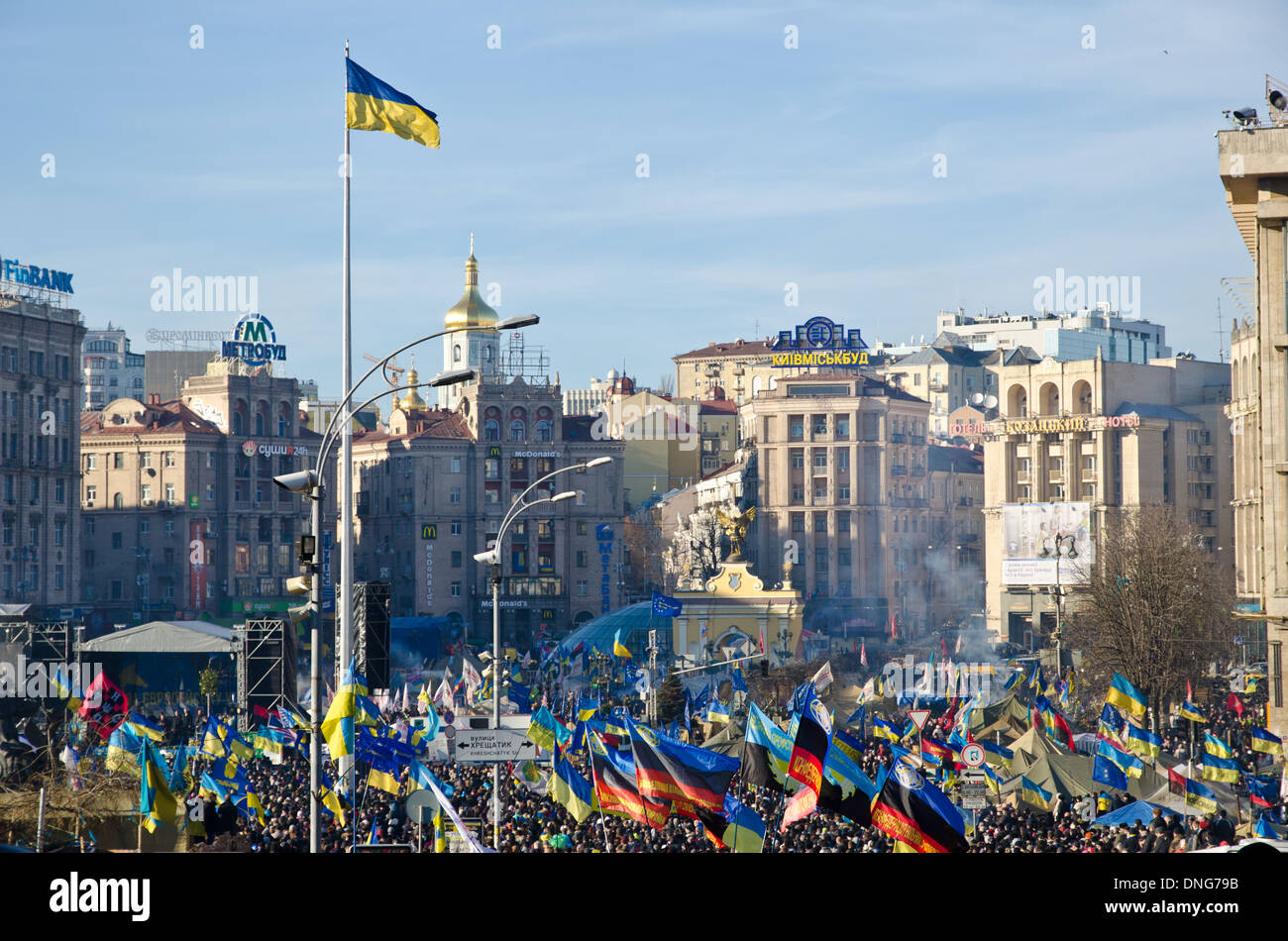 Kontinuierliche Euromajdan in der ukrainischen Hauptstadt Stockfoto