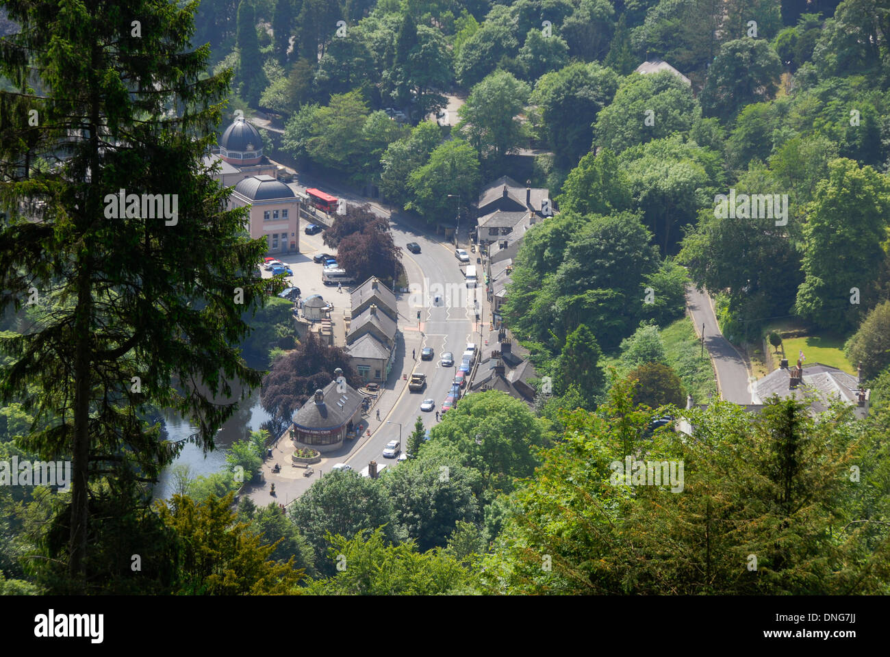 Matlock Bath von den Höhen des Abraham Stockfoto