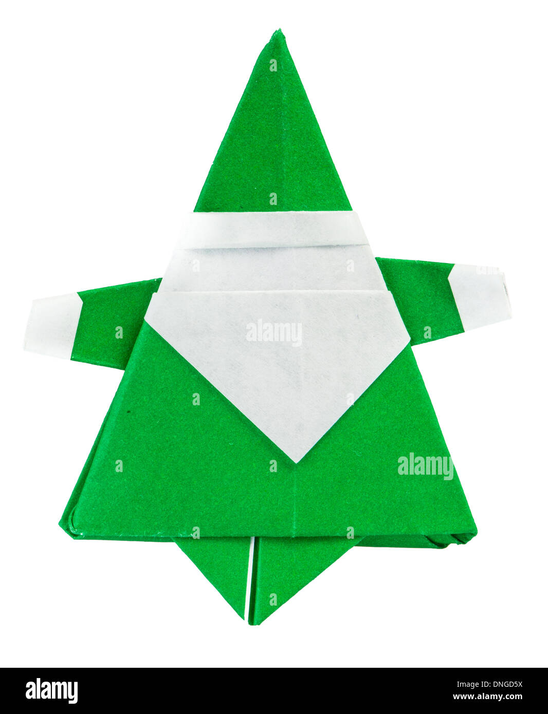 Santa Claus Papier gemacht. Origami Weihnachtsmann weiß isoliert Stockfoto