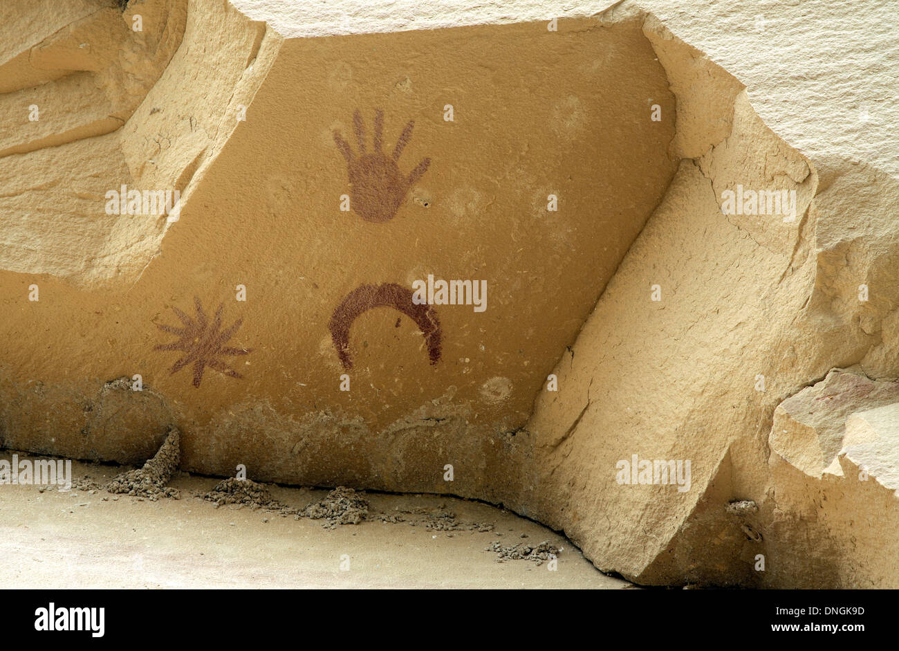 Supernova-Piktogramm, Chaco Culture National Historical Park, New-Mexico USA Stockfoto