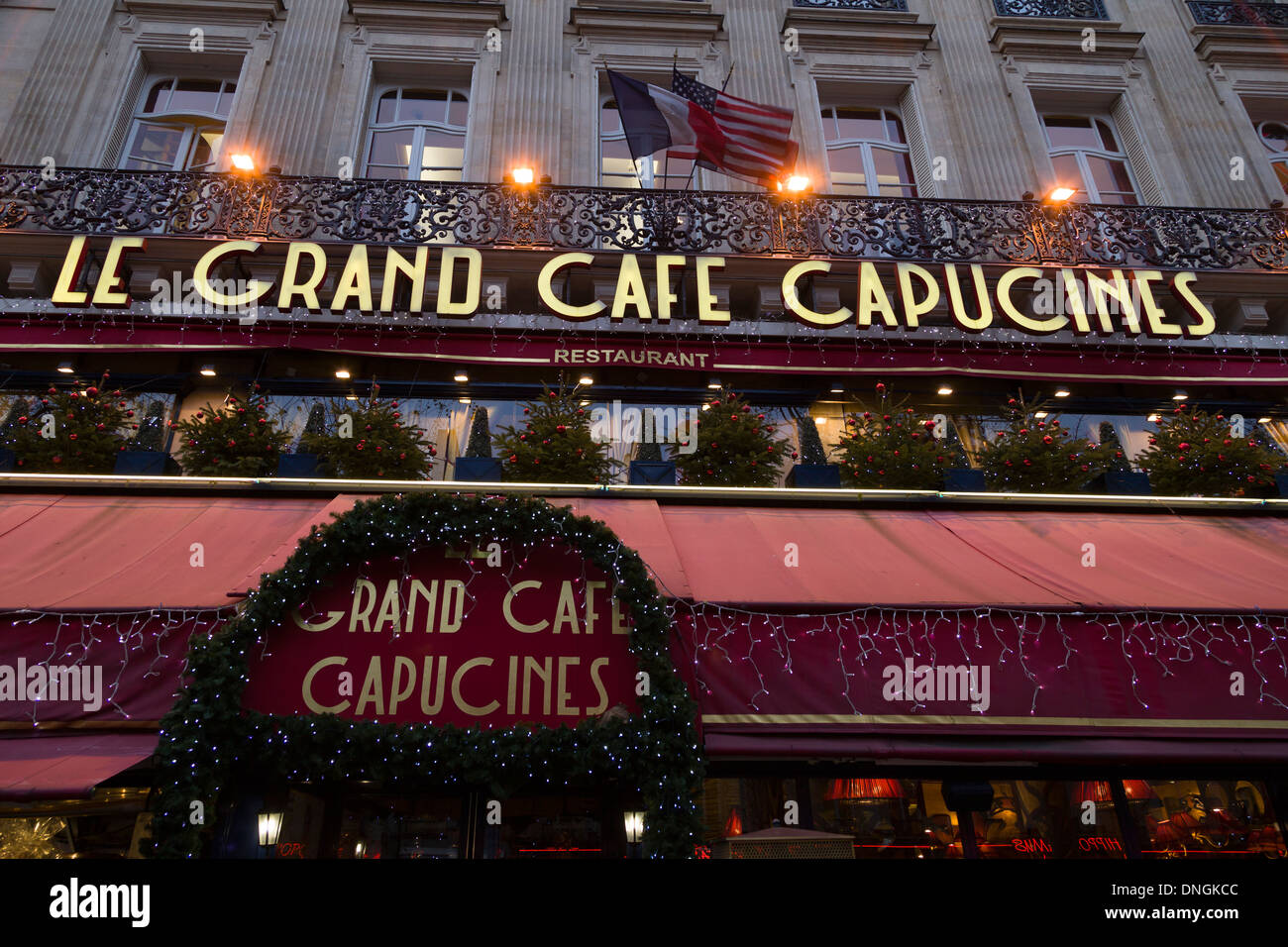 Le Grand Café Capucines, Paris, Frankreich; 1875, Austragungsort der ersten Filmvorführungen der Gebrüder Lumière 1895 eröffnet Stockfoto