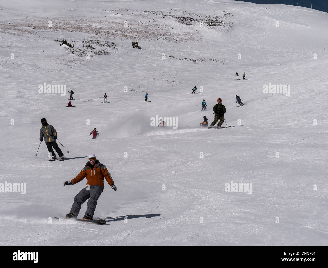 Oberen Hängen des Bliss Trail unterhalb Kensho SuperChair, Spitze 6, Skigebiet Breckenridge Breckenridge, Colorado. Stockfoto