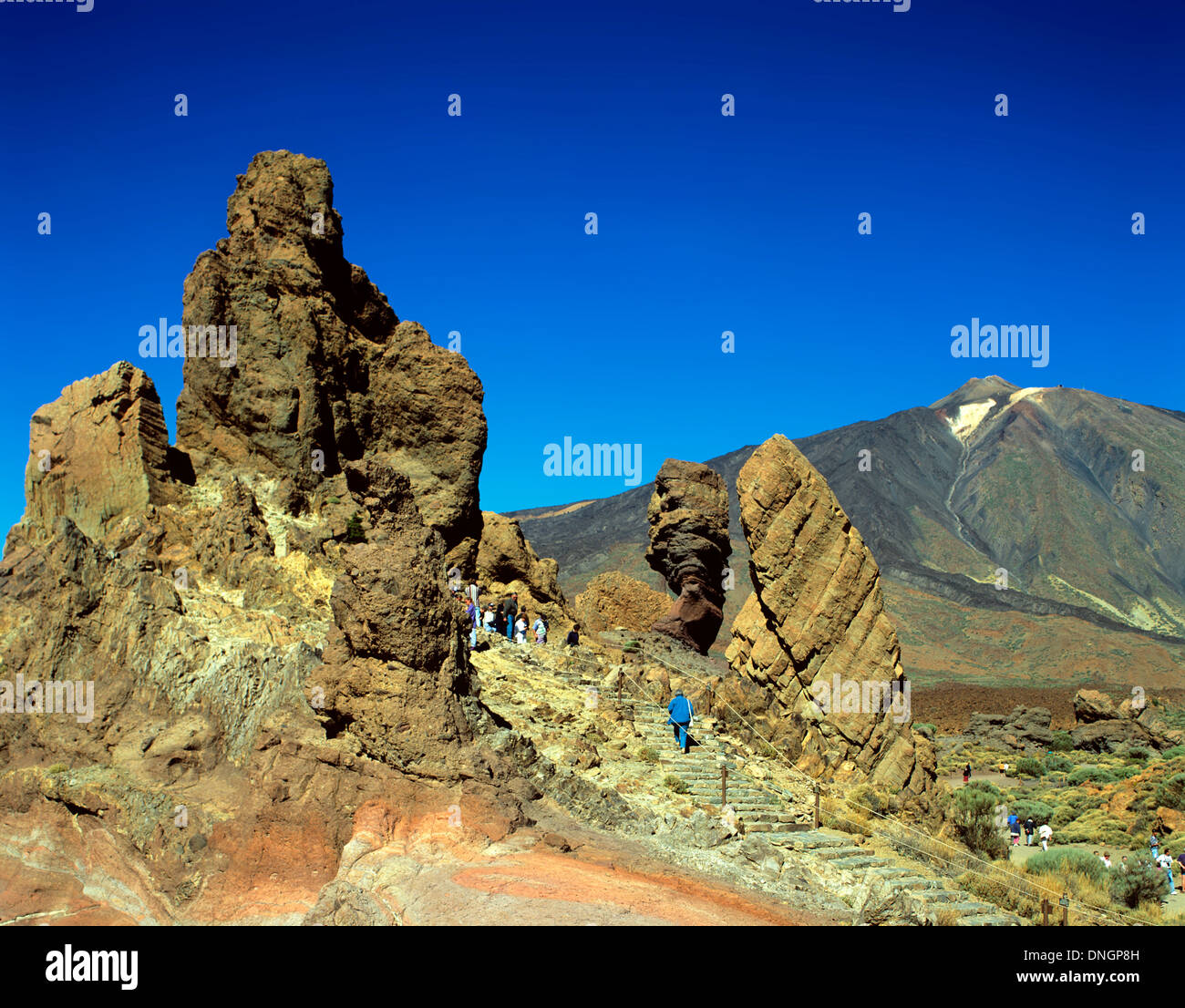 Blick auf die Roques de García im Teide-Nationalpark zeigt den Teide, Santa Cruz De Tenerife, Spanien Stockfoto