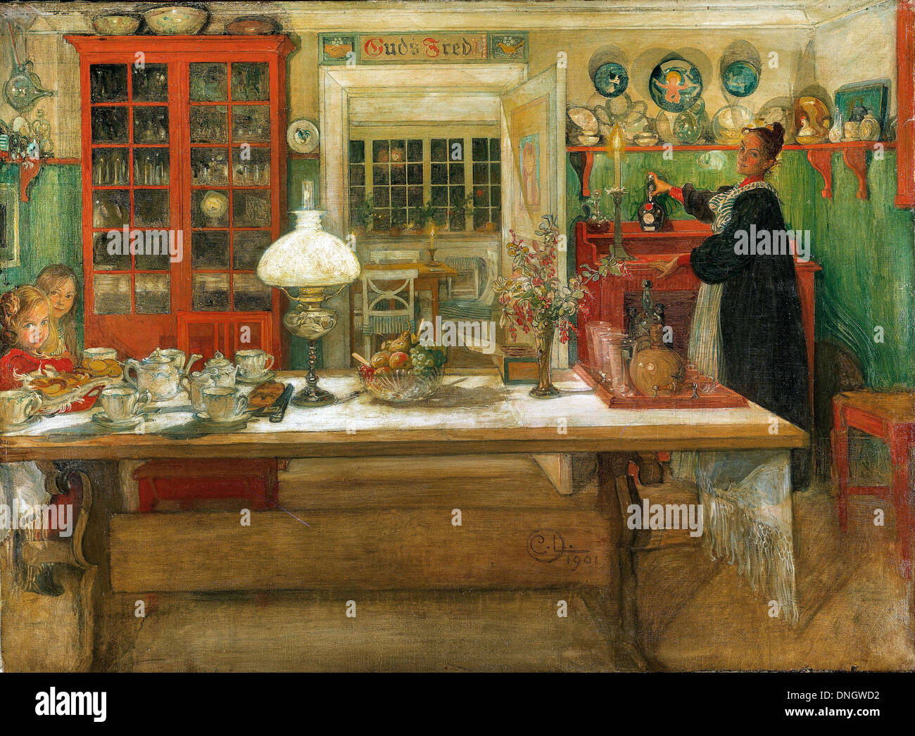 Carl Larsson, immer bereit für ein Spiel 1901-Öl auf Leinwand. Nationalmuseum, Stockholm, Schweden. Stockfoto