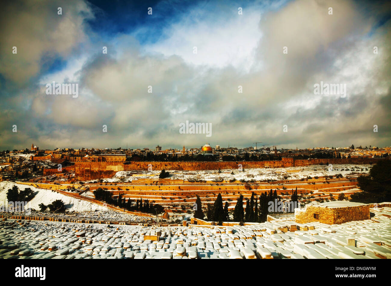 Überblick über die Altstadt von Jerusalem, Israel mit der Kuppel der Moschee Rock Stockfoto