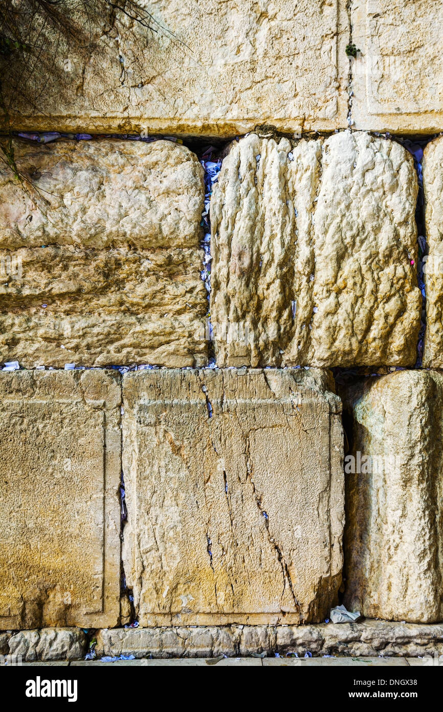Felsen von der Klagemauer hautnah in Jerusalem, Israel Stockfoto