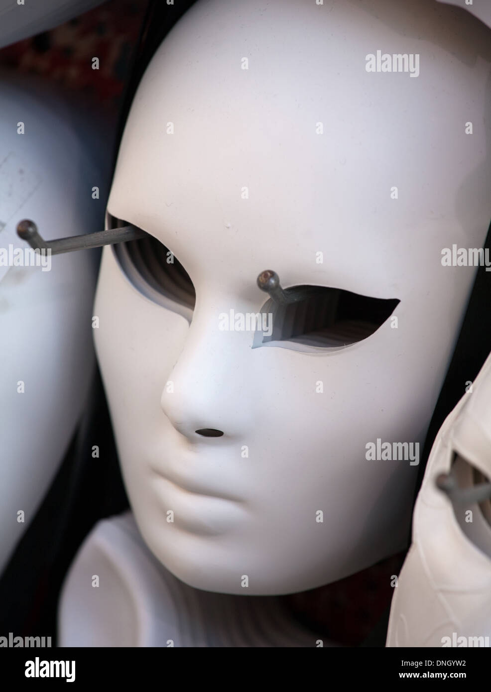 Halbfertig weiße Integralhelme venezianische Maske closeup Stockfoto
