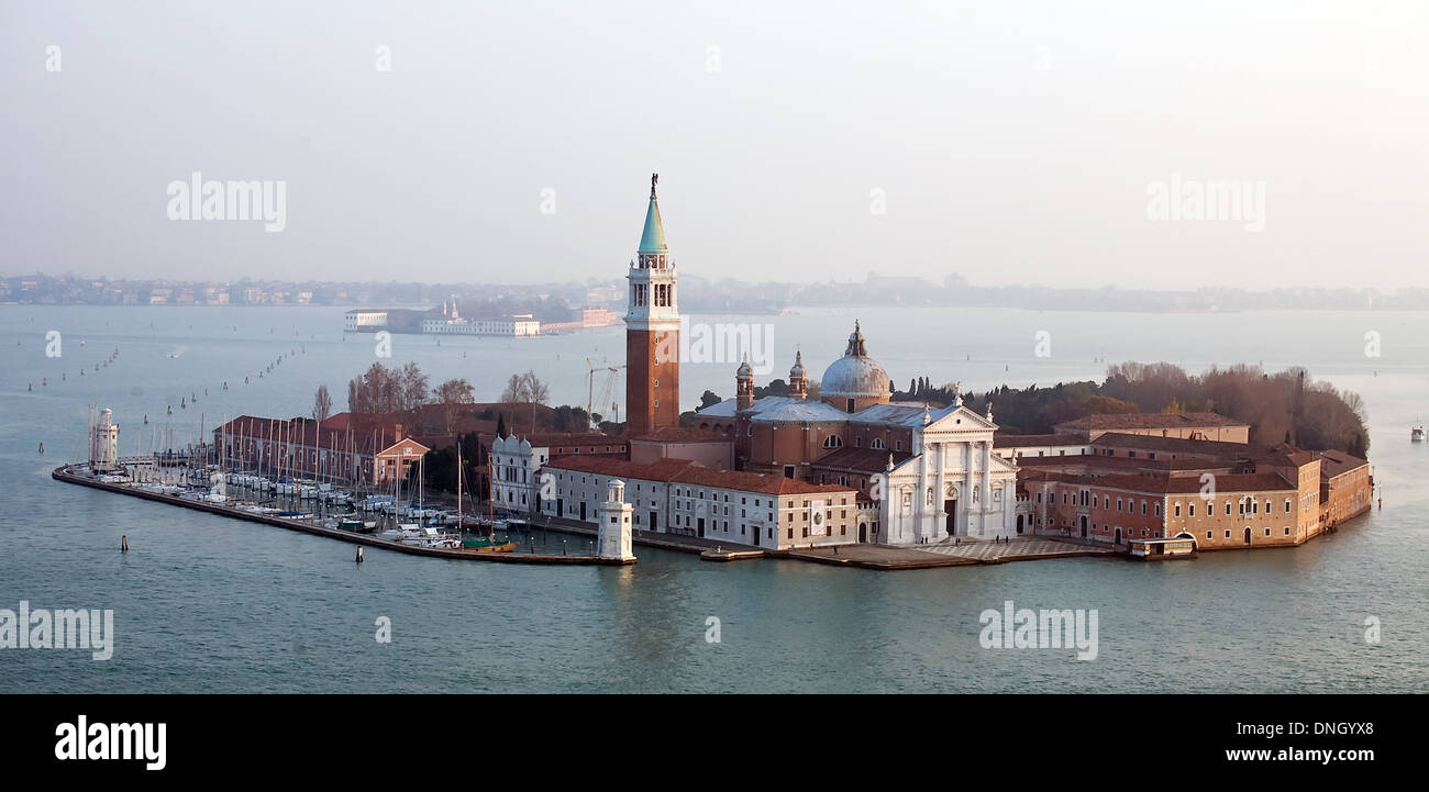 Draufsicht der Insel San Giorgio in Venedig Stockfoto