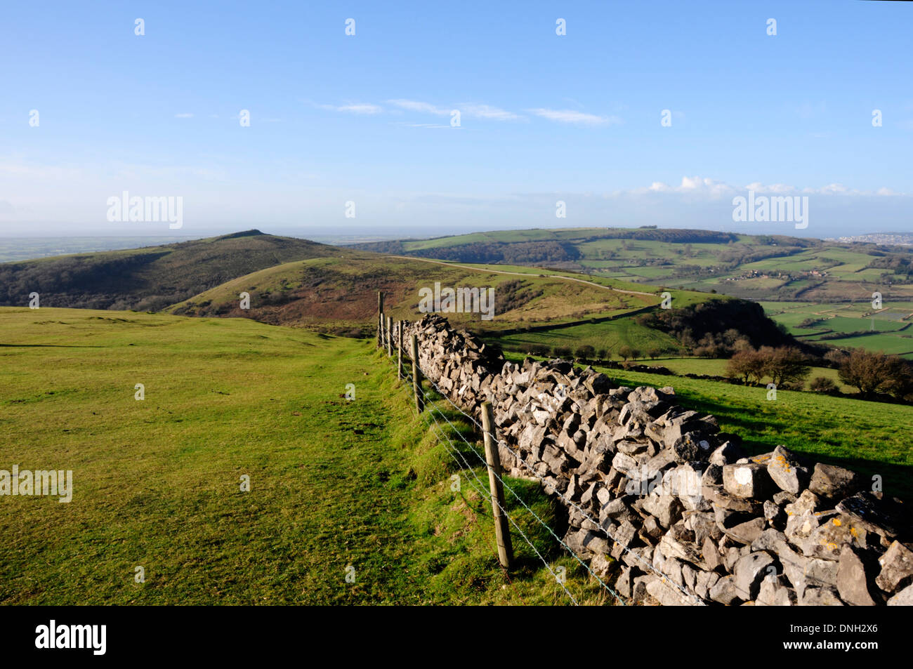 Blick in Richtung Crook Peak, Somerset, England Stockfoto