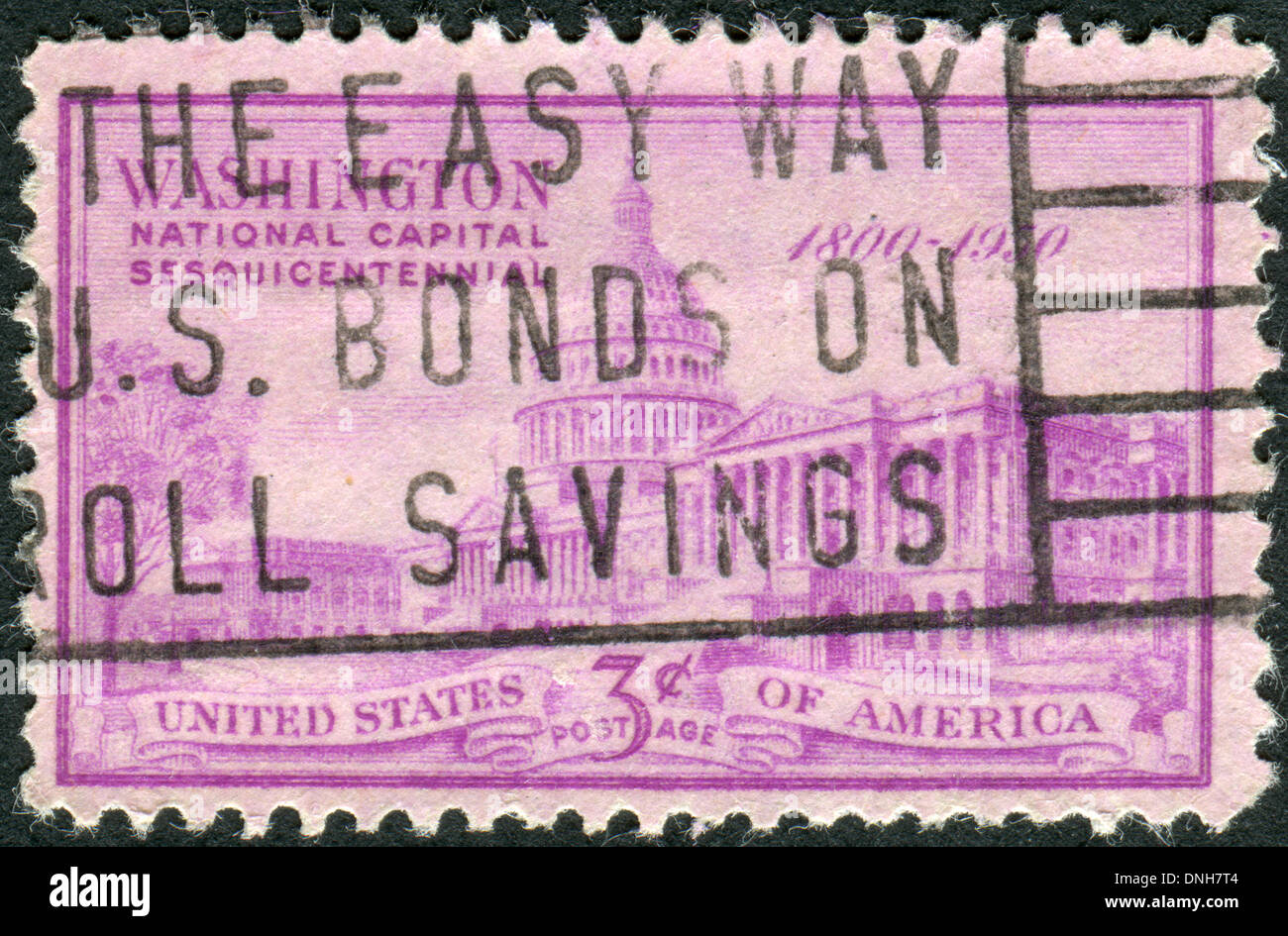 Briefmarke gedruckt in USA, gewidmet den 150. Jahrestag der Gründung der Bundeshauptstadt Washington Stockfoto