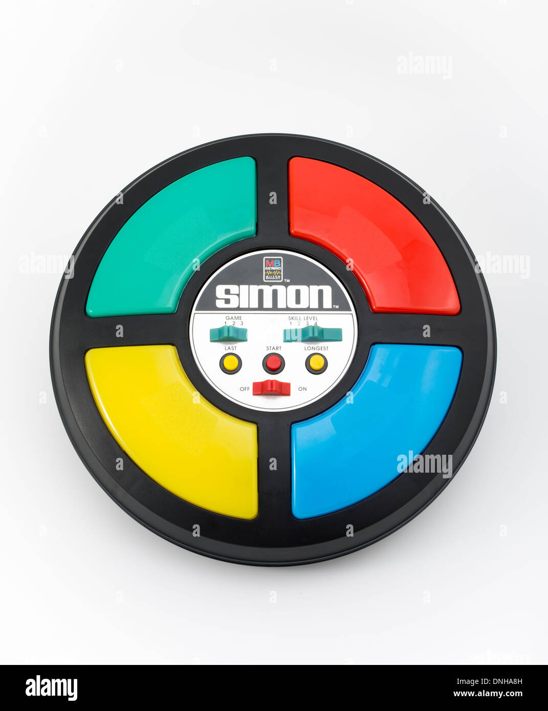 Simon elektronisches Spiel von Milton Bradley startete 1978 im Studio 54. Pop-Kultur-Ikone der 1980er Jahre. Klassisches Spielzeug Stockfoto