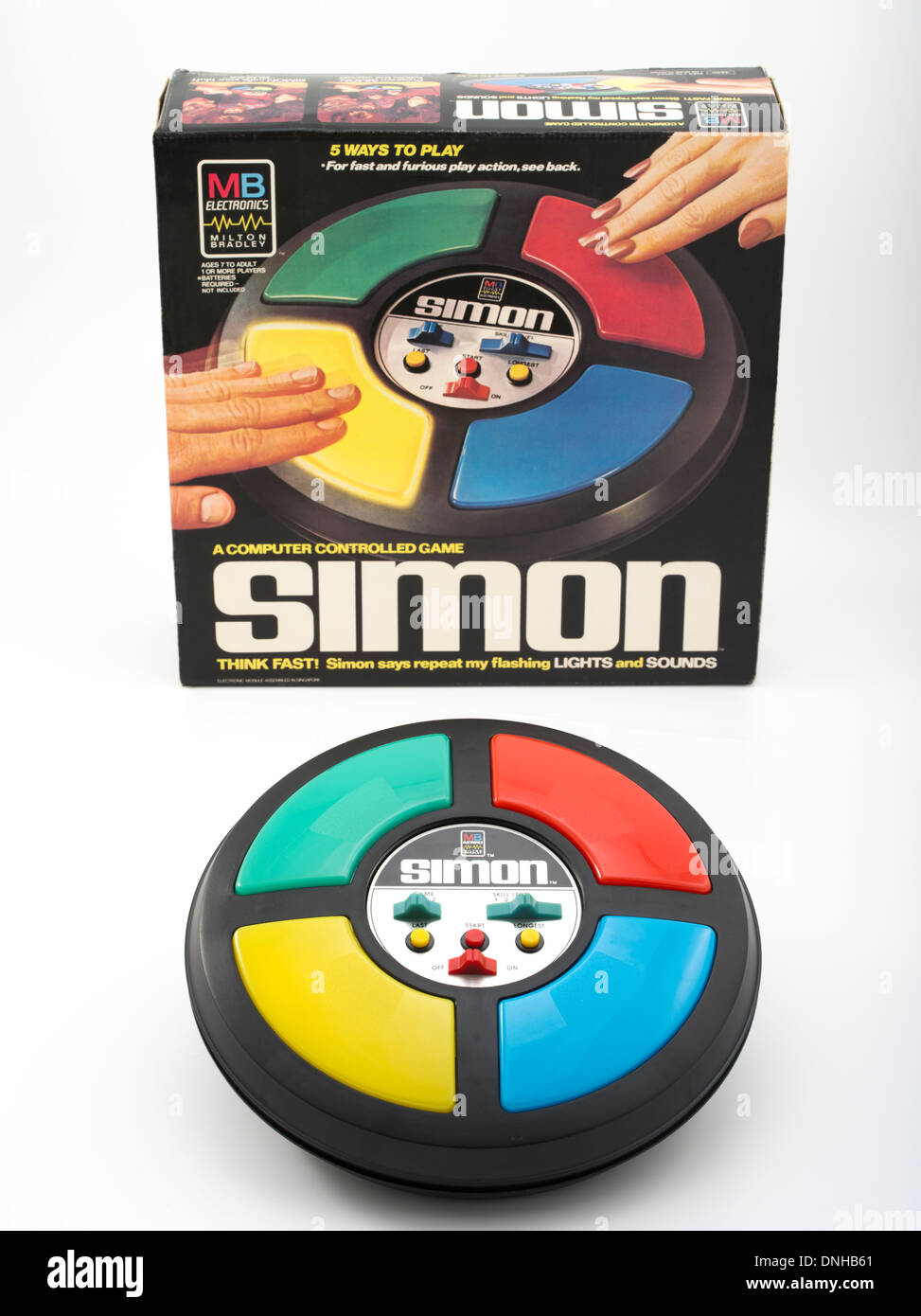 Simon elektronisches Spiel von Milton Bradley startete 1978 im Studio 54. Pop-Kultur-Ikone der 1980er Jahre. Klassisches Spielzeug Stockfoto