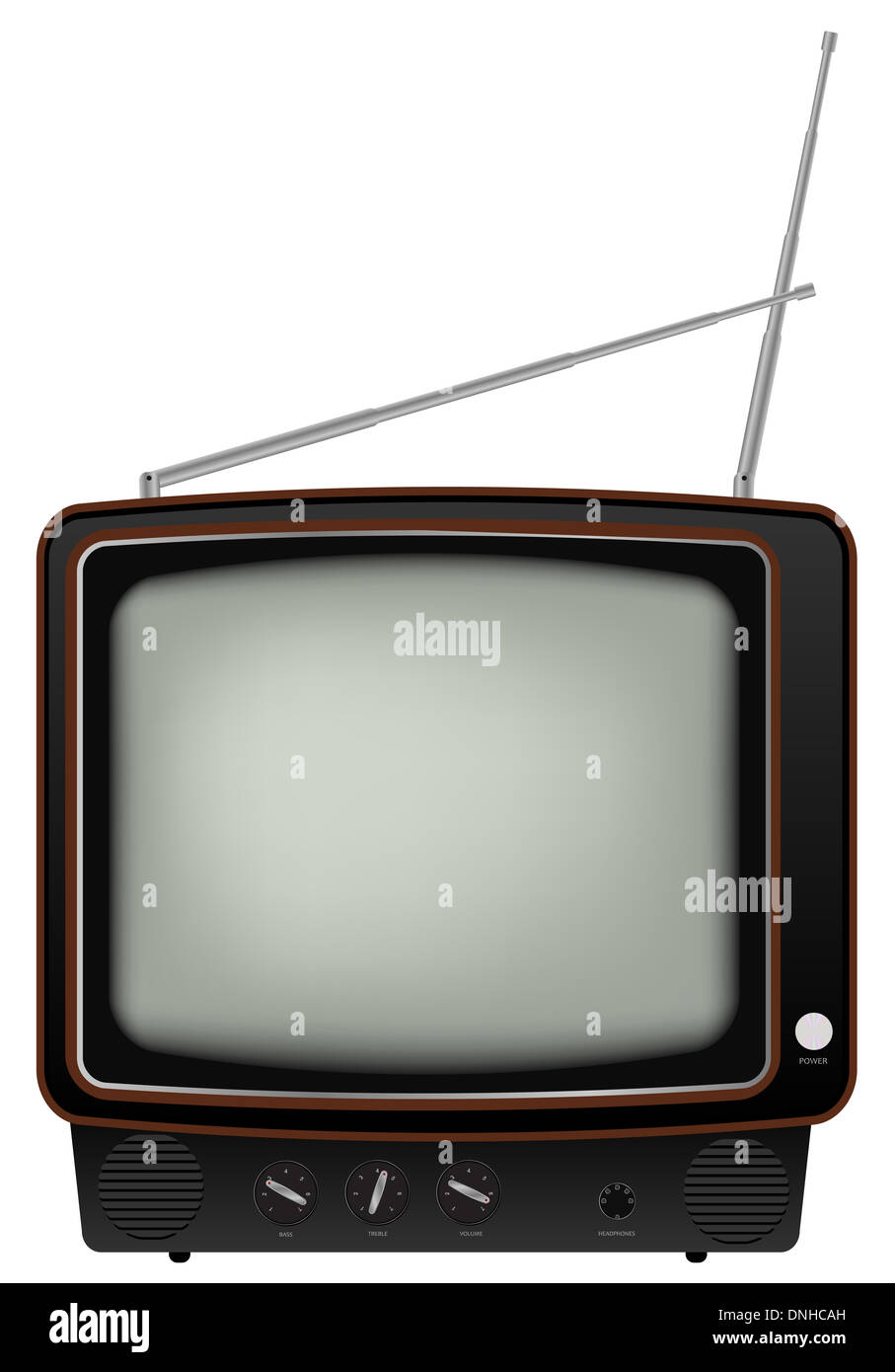 Retro-TV - Darstellung der alten Fernseher, Isolated on White Background Stockfoto