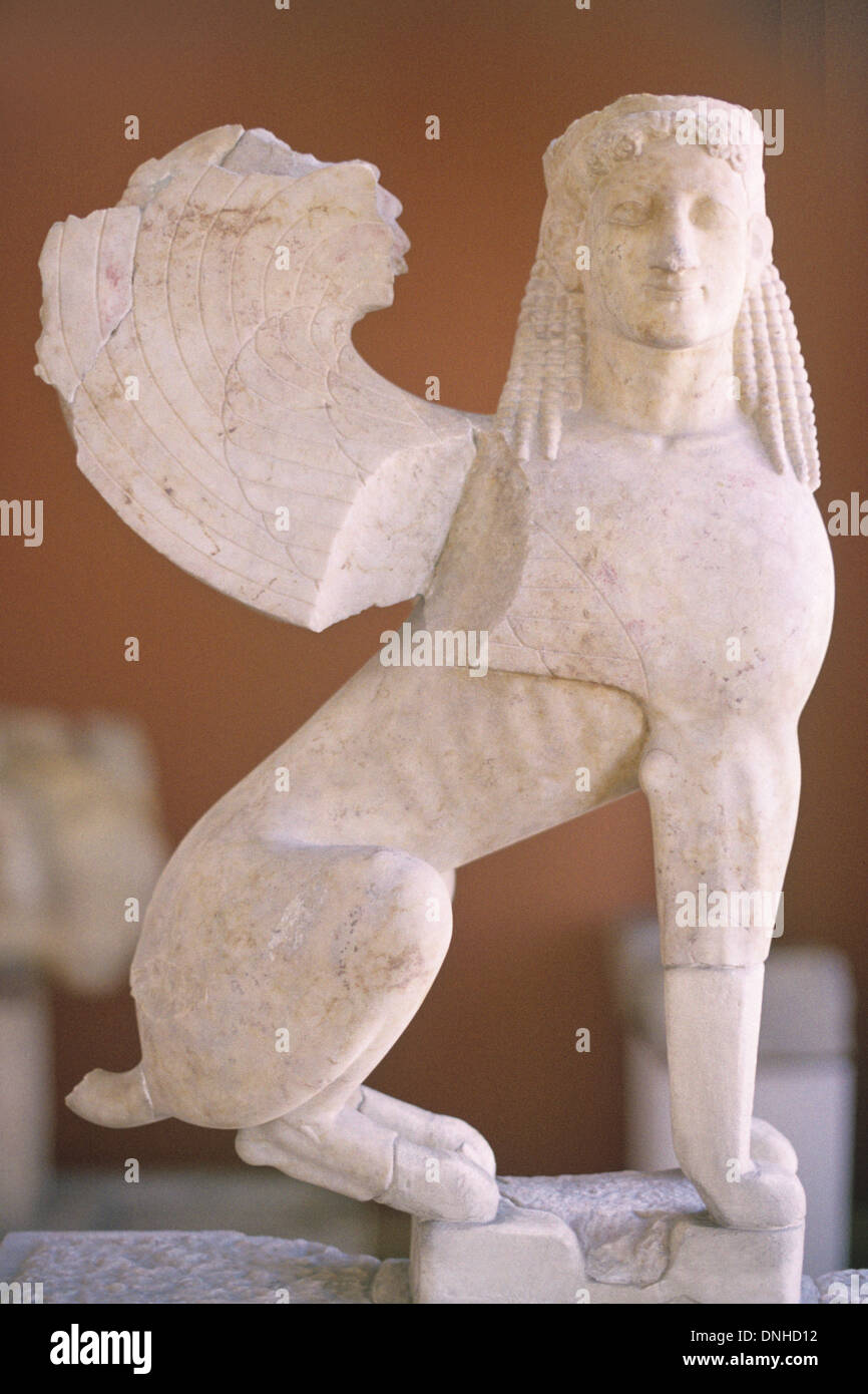 Antike Sphinx aus einem Funerary Stele Stele Denkmal oder Grab, c550BC, Athen Griechenland Stockfoto