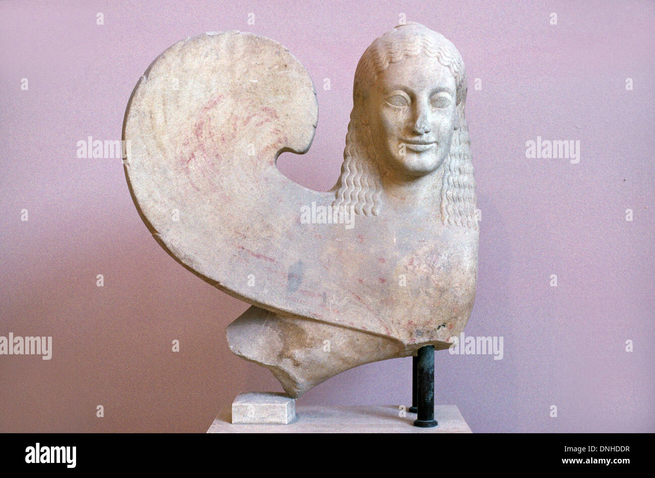 Aus Marmor Votive Sphinx c530BC Griechenland Stockfoto