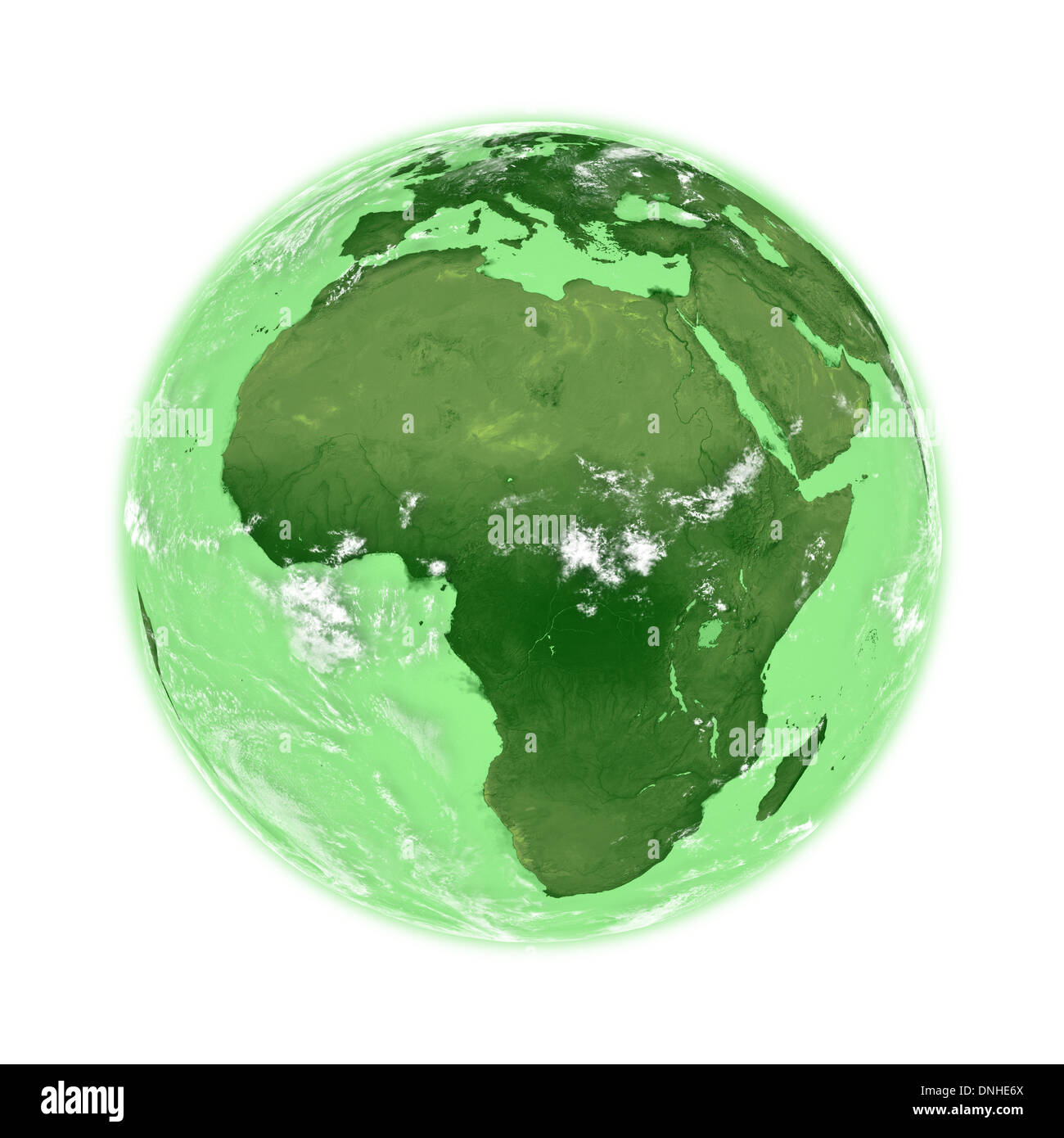 Afrika auf grüner Planet, die, den Erde auf weißem Hintergrund isoliert. Elemente des Bildes von der NASA eingerichtet. Stockfoto
