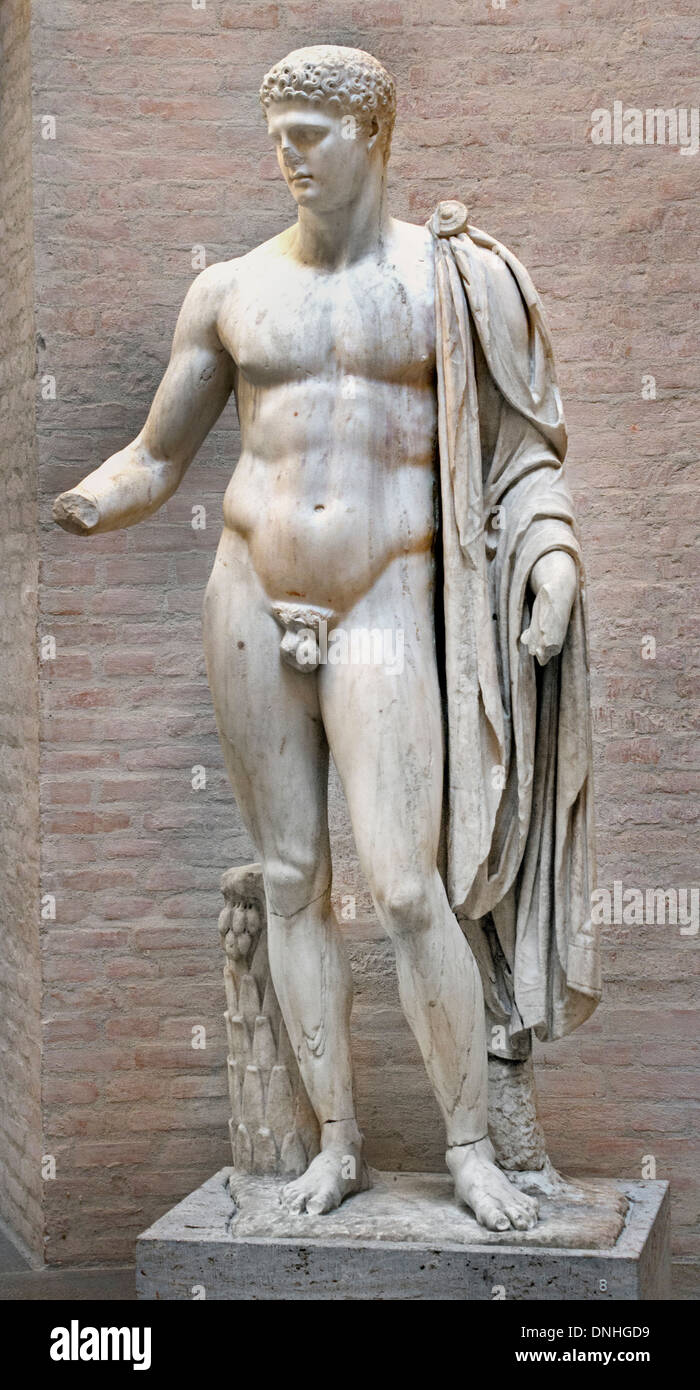 Hermes Römische Kopie 100 n. Chr. nach dem griechischen Original (Olympische Gott in der griechischen Religion und Mythologie Sohn des Zeus) Stockfoto