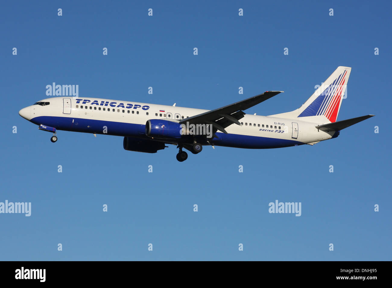 "TRANSAERO" BOEING 737 Stockfoto