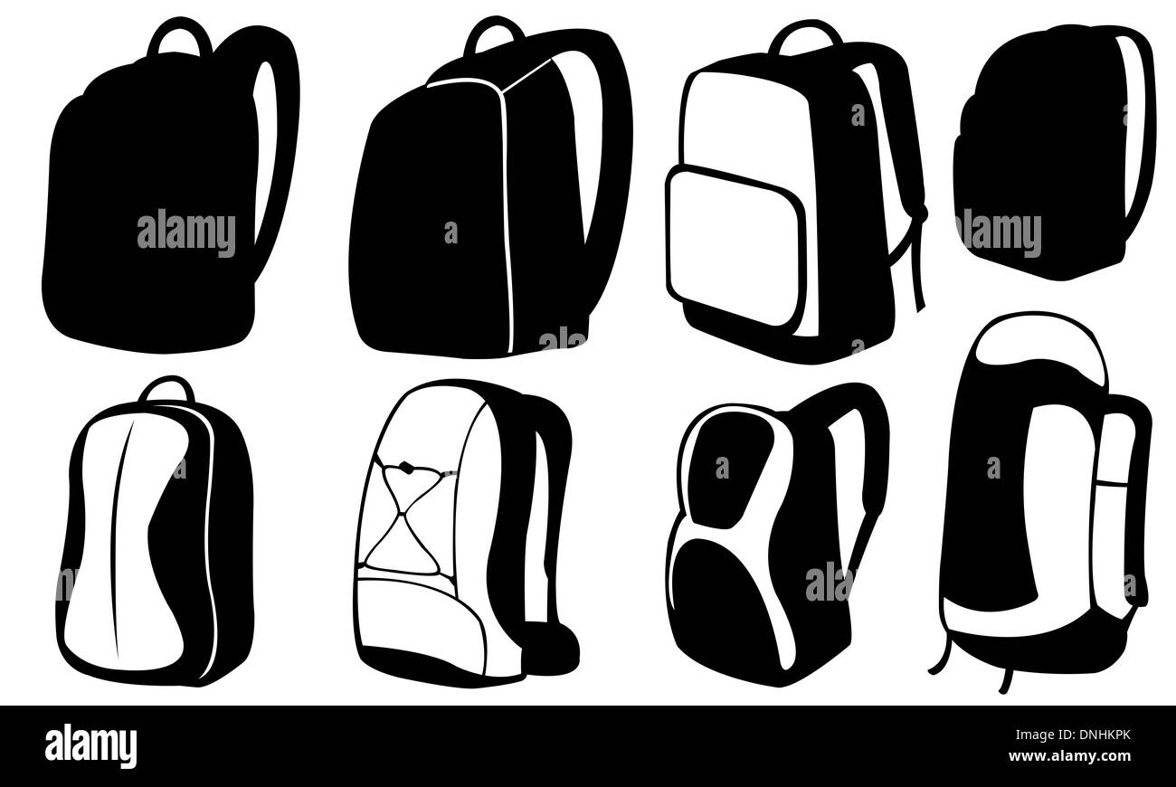 Reihe von verschiedenen Rucksäcke Stockfoto