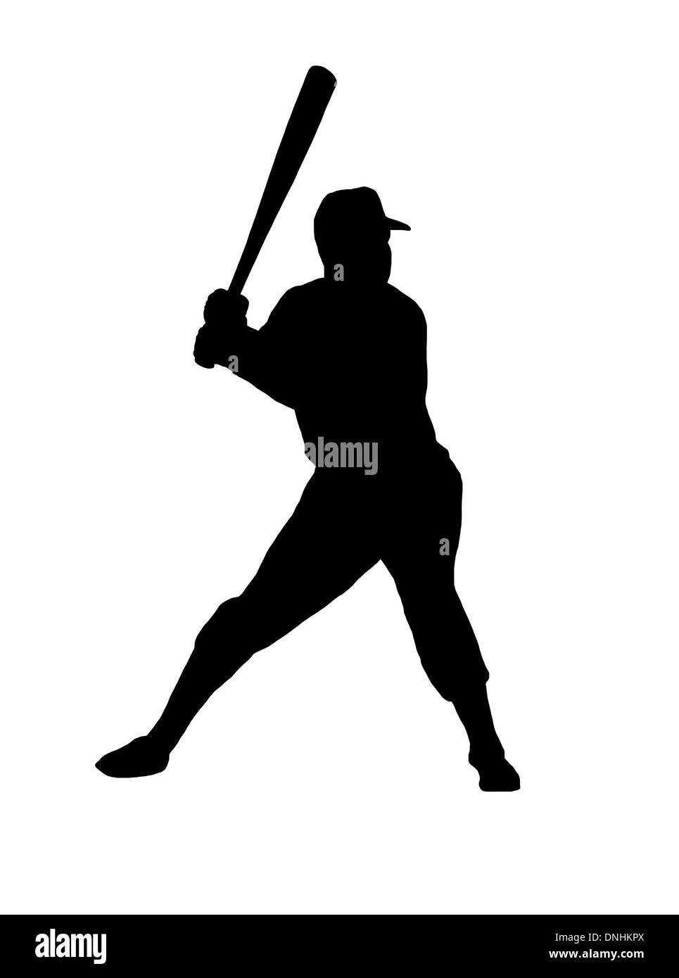 Silhouette eines Baseball-Spieler isoliert Stockfoto