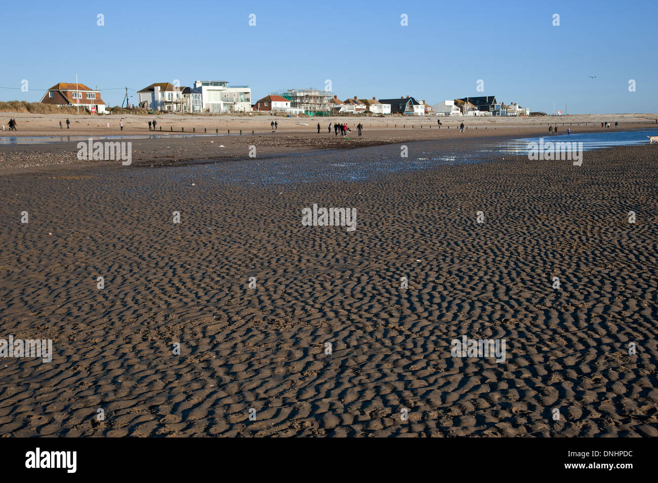Camber Sands East Sussex UK eine englische Badeort im Winter und bei Ebbe Stockfoto