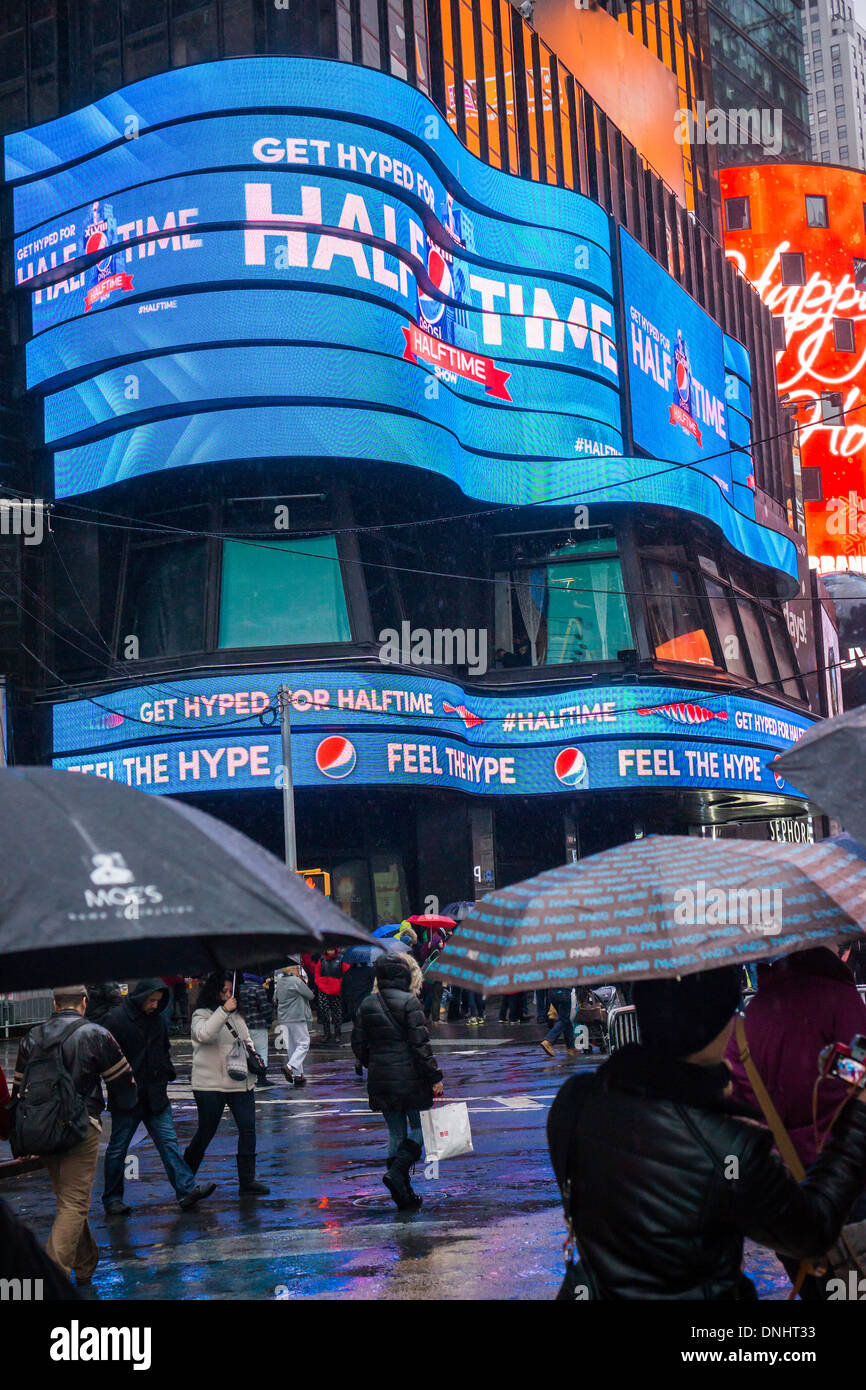 Pepsi-Cola-Promotion für Super Bowl XLVIII, bei Life-Stadion in New Jersey trafen am 2. Februar 2014 statt. Stockfoto