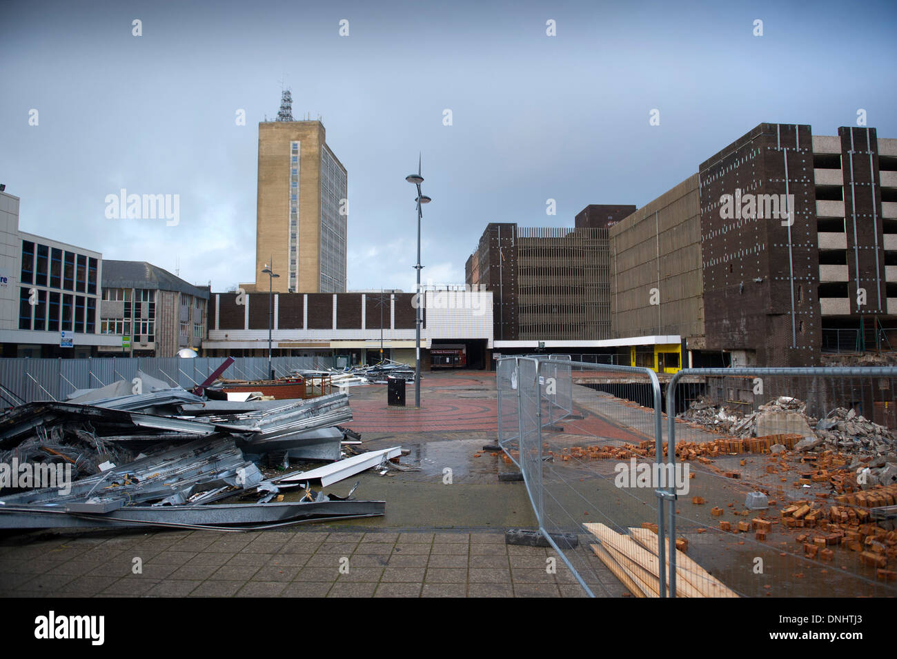 Newport Stadtzentrum in Newport, South Wales, bevor es abgerissen wurde, um Platz für neues Einkaufszentrum Brüder zu Fuß machen. Stockfoto