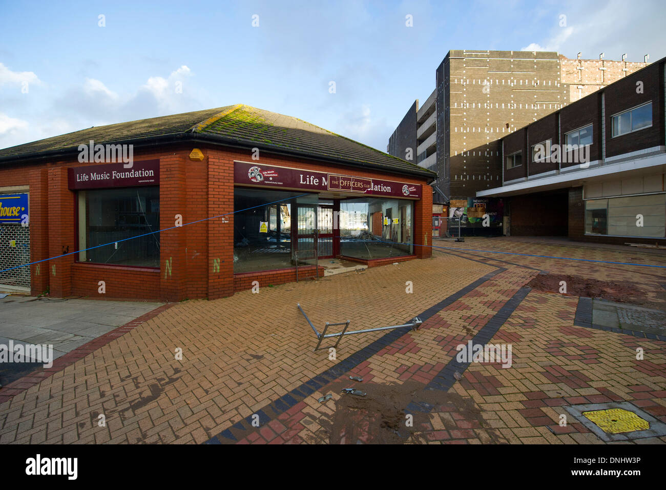 Newport Stadtzentrum in Newport, South Wales, bevor es abgerissen wurde, um Platz für neues Einkaufszentrum Brüder zu Fuß machen. Stockfoto