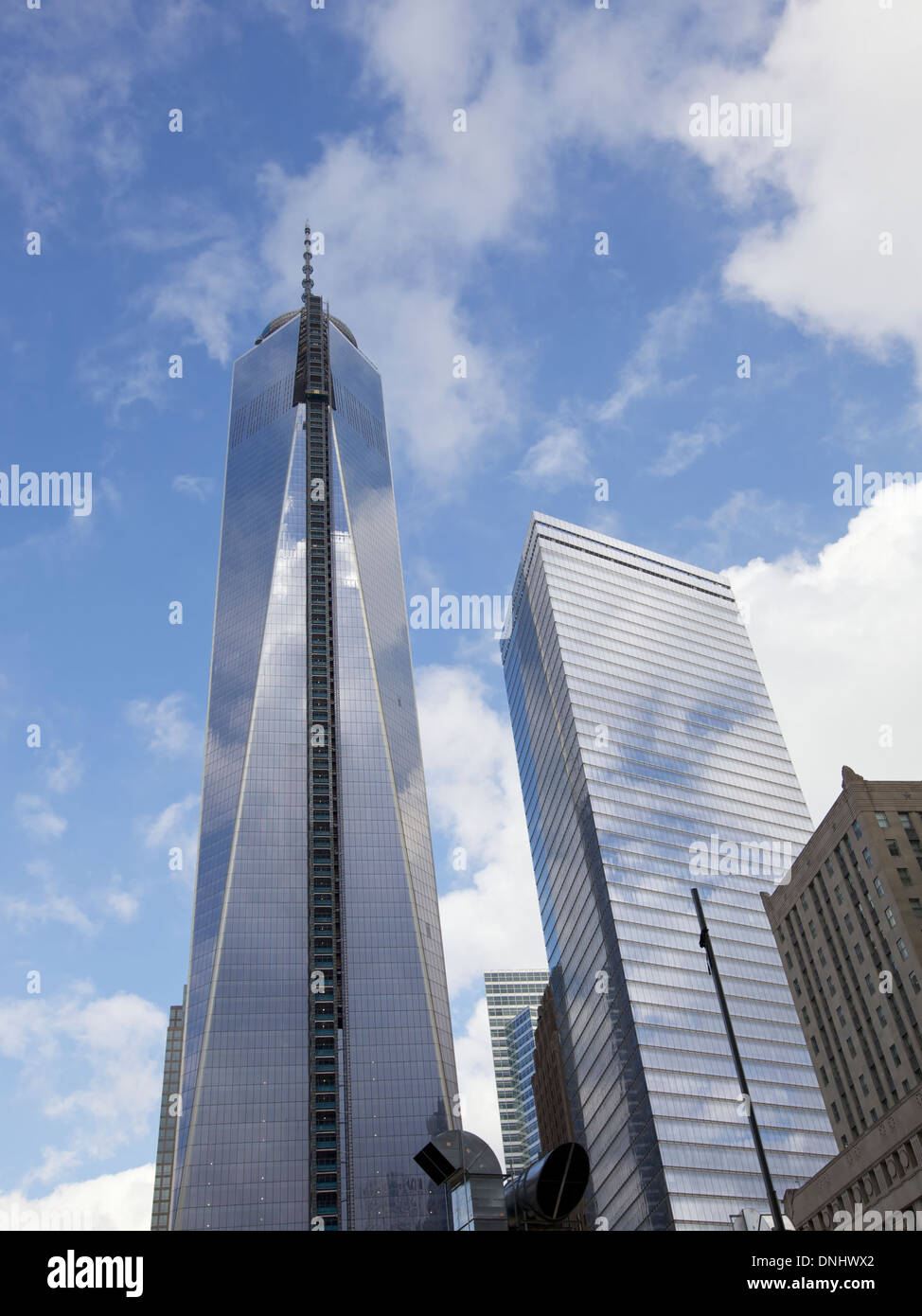 Aufbau der Freedom Tower im unteren Manhattan, New York City, USA Stockfoto