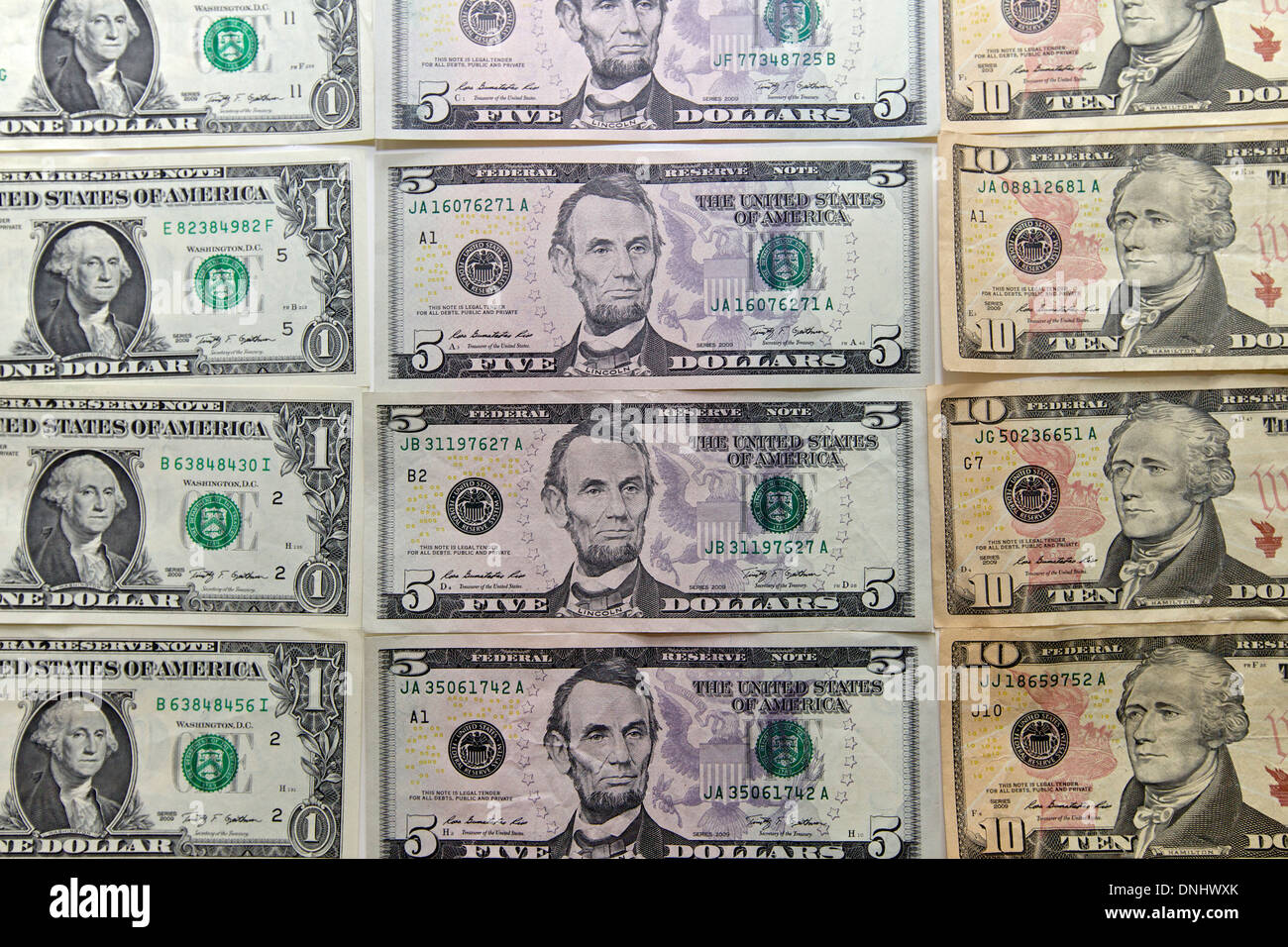 Dollarnoten, USA Stockfoto