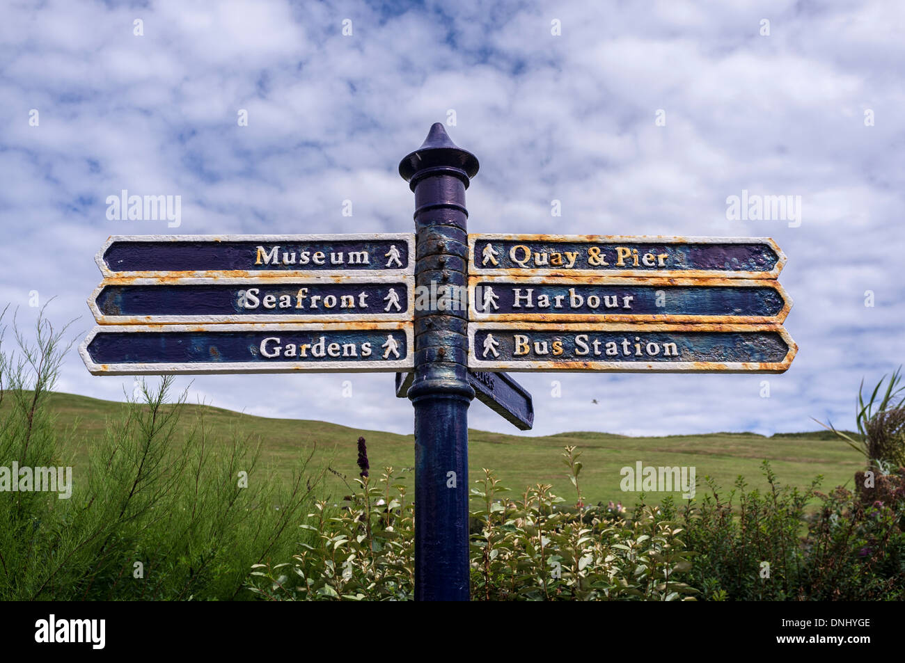 Richtungen Zeichen für touristische, Ilfracombe, Devon, Großbritannien. Stockfoto