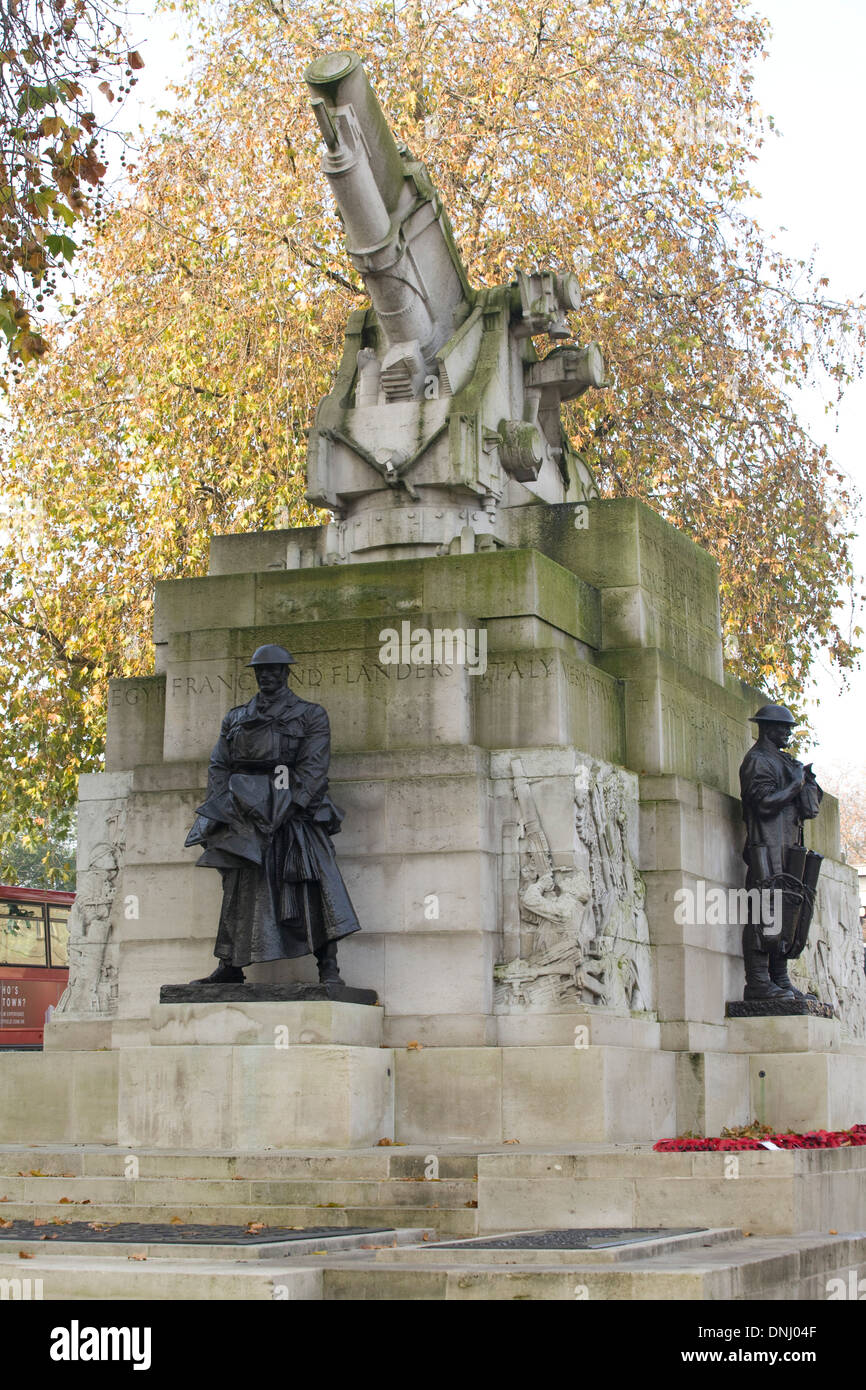 Das königliche Artillerie War Memorial am Hyde Park Corner Stockfoto