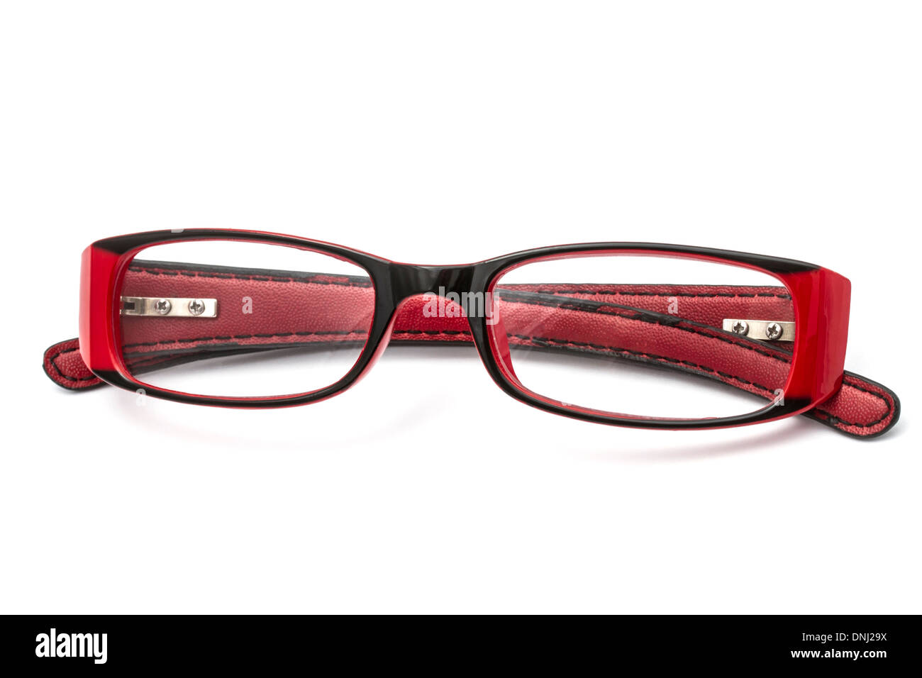 Rote Brille isoliert auf weißem Hintergrund Stockfotografie - Alamy