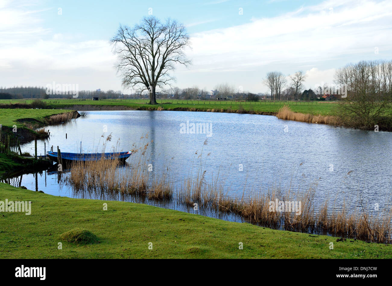 Mäander des Flusses Leie (Lys) ist, Belgien Stockfoto