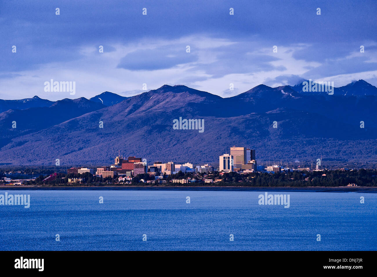 Skyline von Anchorage, Alaska, USA Stockfoto
