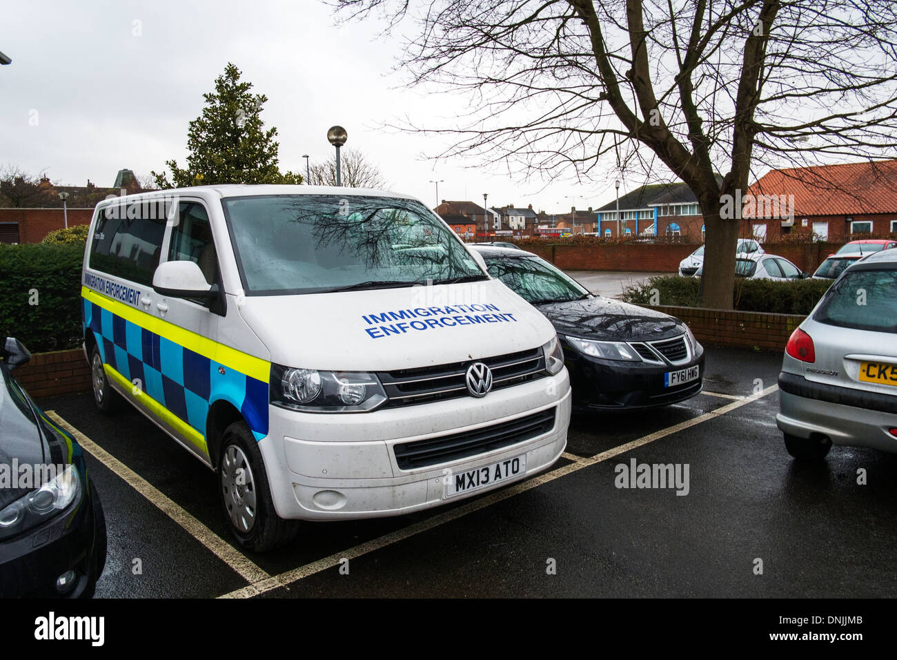 Boston-Stadt. Lincolnshire, UK England Fremdenpolizei Durchsetzung van geparkten Fahrzeug leer Stockfoto