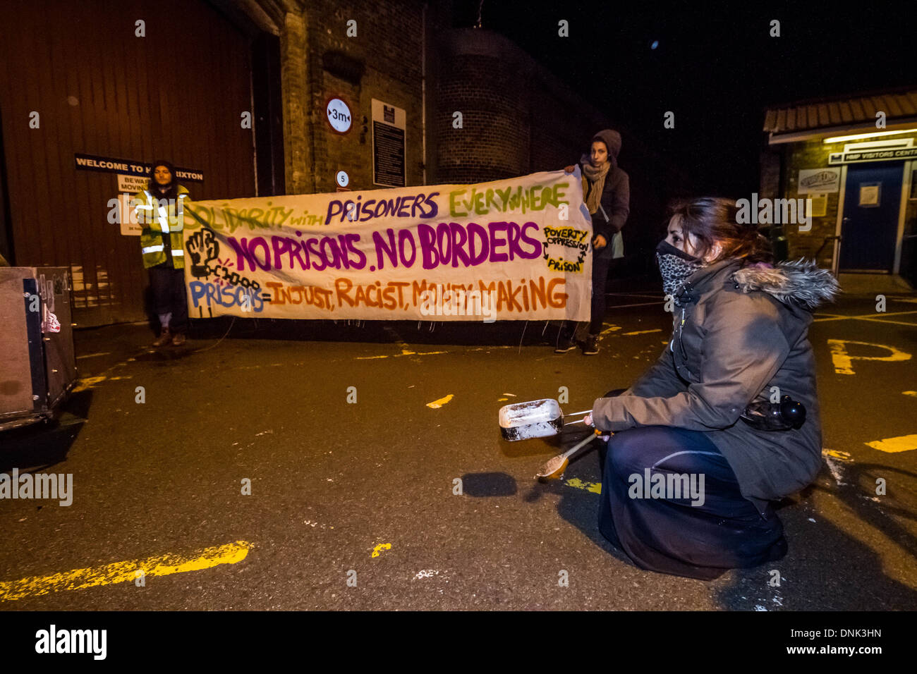 Silvester Brixton HMP Gefängnis Solidarität Protest in London, UK. Stockfoto