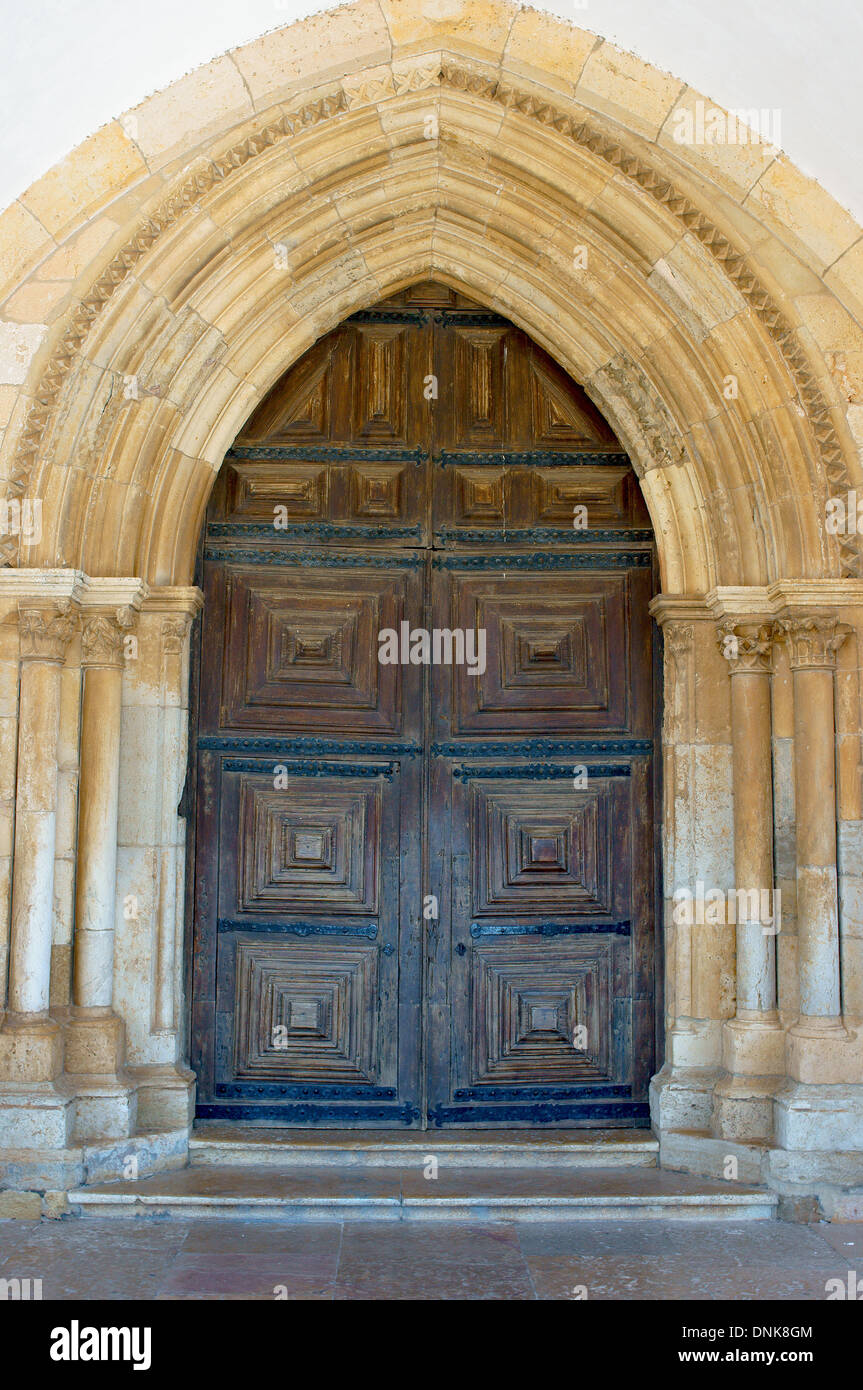 Gotische Kathedrale Tür Faro Algarve Portugal Stockfoto